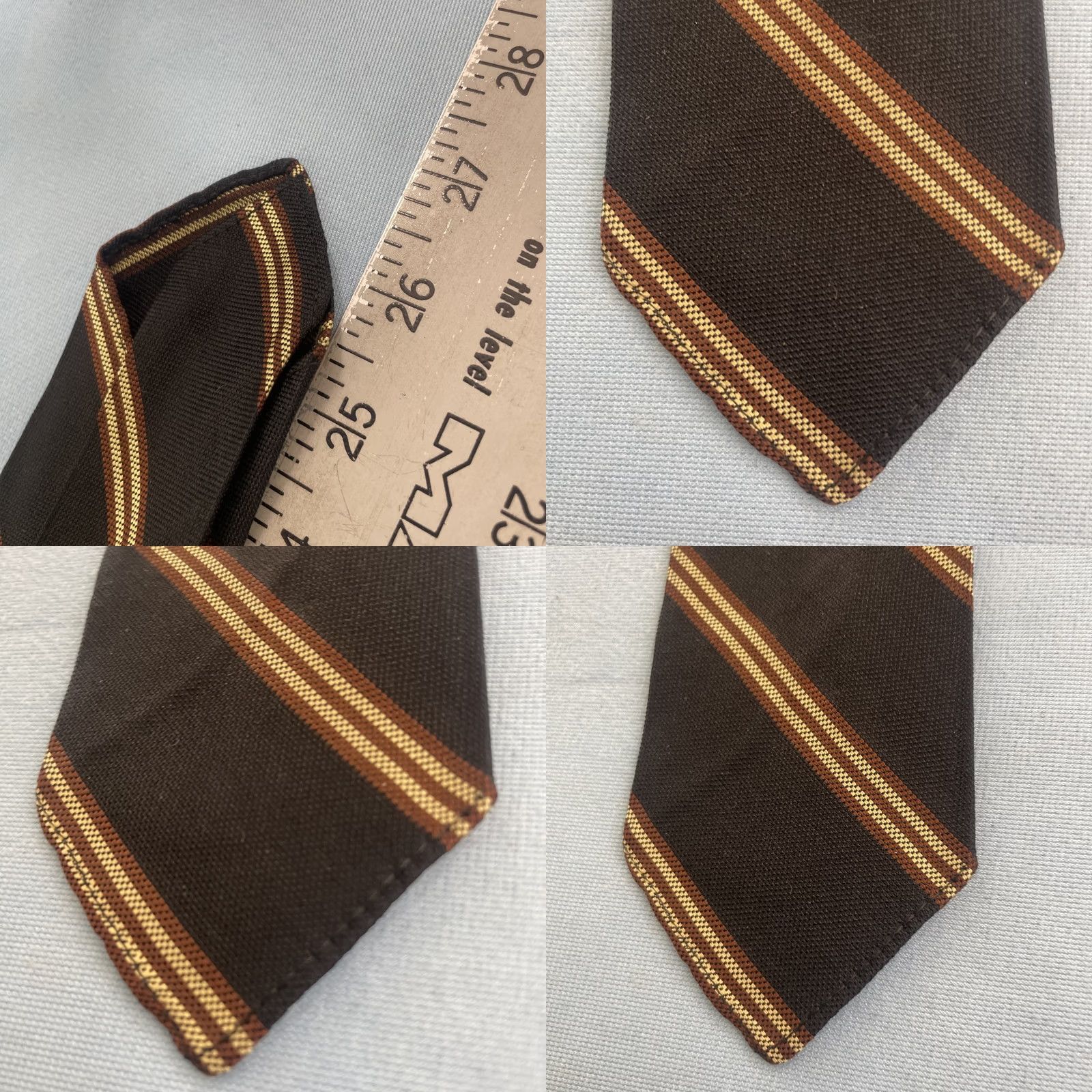 Arrow Vtg 60s 70s Repp Stripe Tie Woven Poly Navy Brown Exec Narrow Cravat 2.5x55 Capsule Necktie Mens Size ONE SIZE - 8 Thumbnail