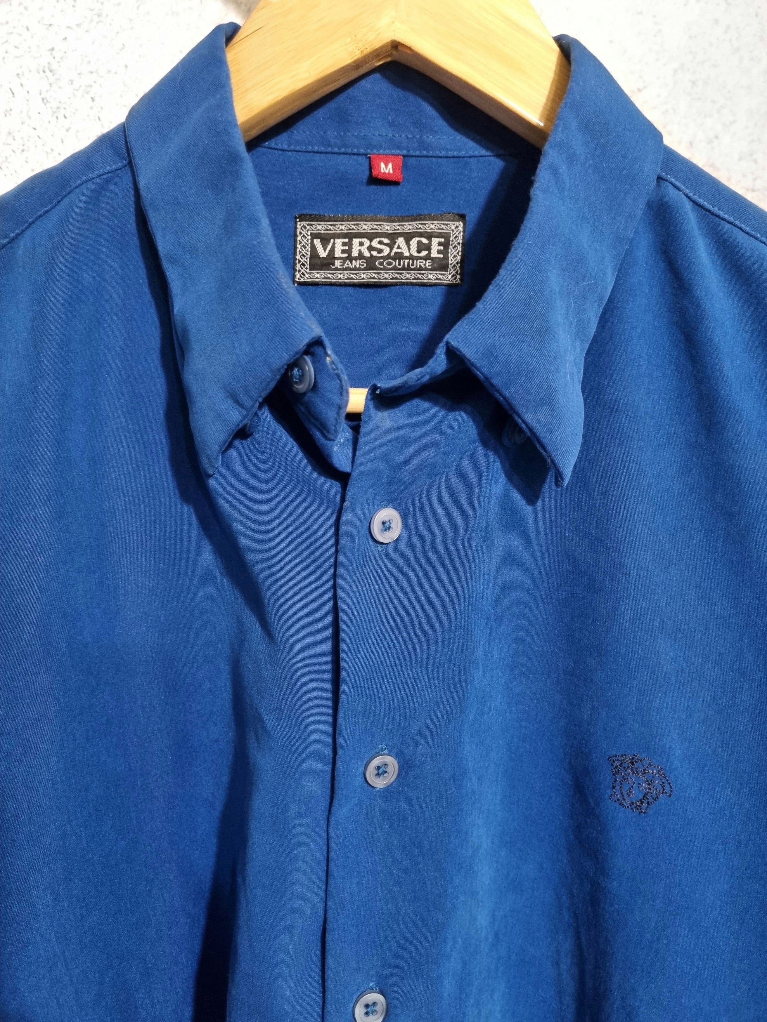 Versace Jeans Couture Versace Jeans Couture Vintage 90s Ocean Blue Button Shirt Size US M / EU 48-50 / 2 - 4 Thumbnail