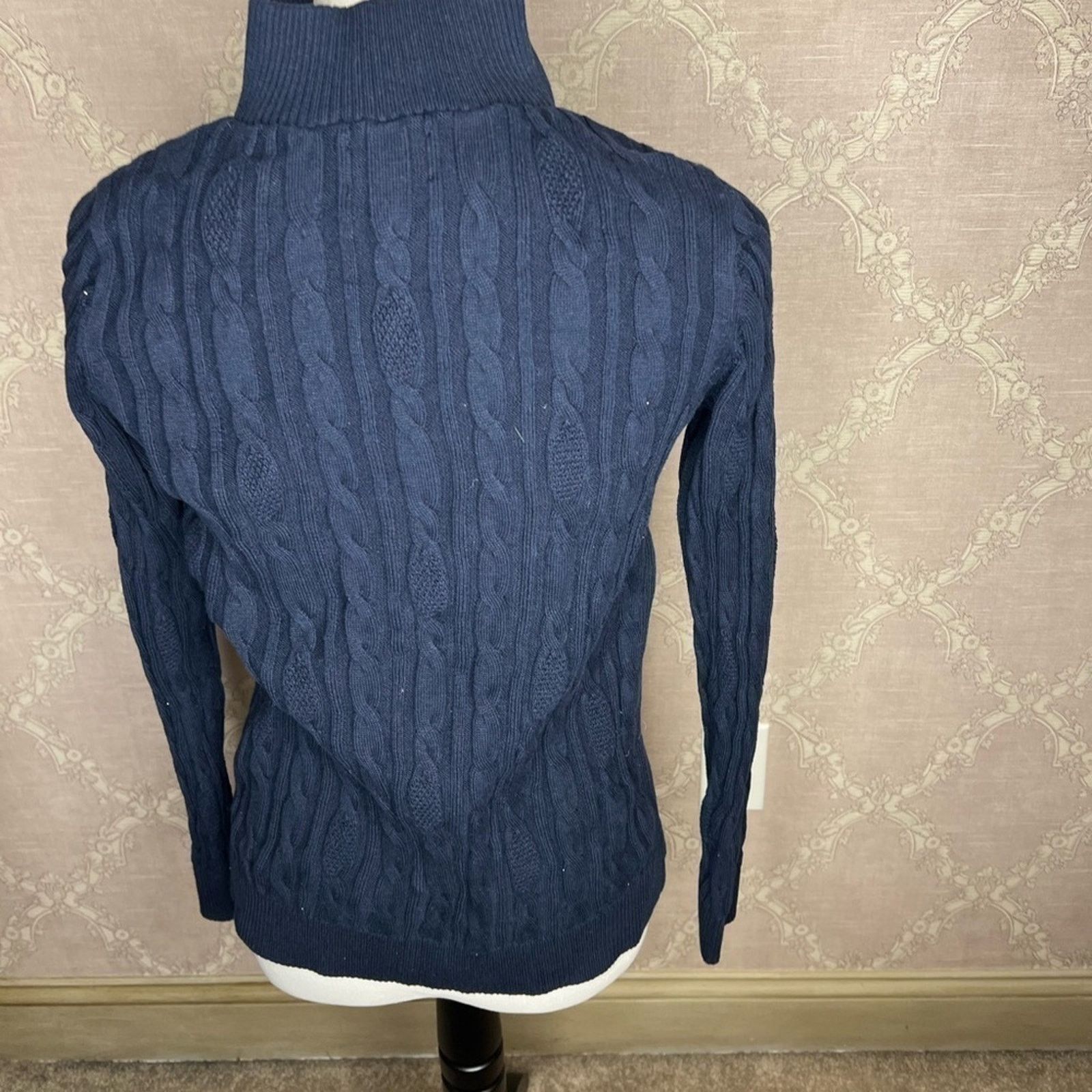 Lands' End Lands' End Cable knit Turtleneck Sweater Size XS Size XS / US 0-2 / IT 36-38 - 6 Thumbnail