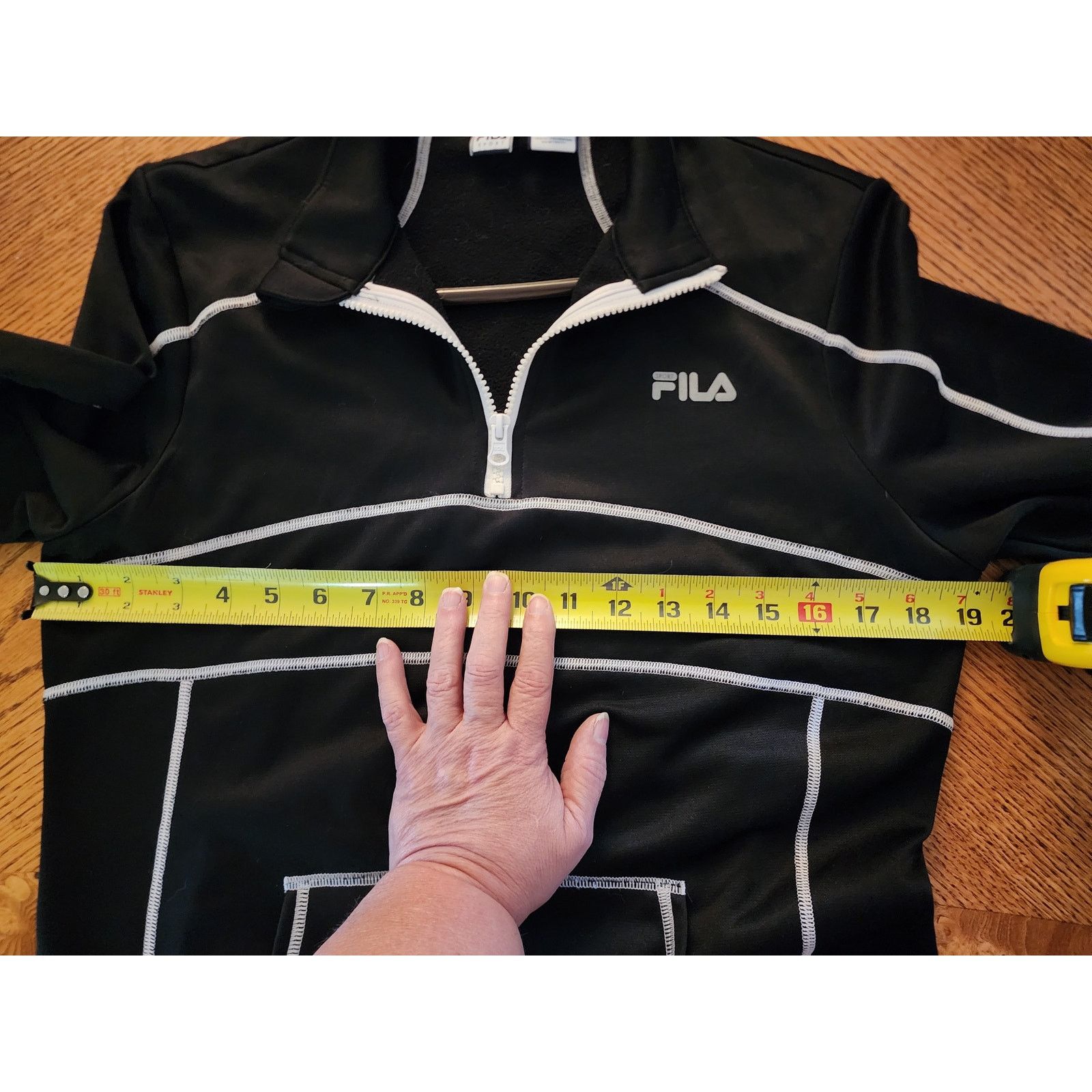 Fila Womens Fila Sport 1/4 ZIP running jacket Large black white Size L / US 10 / IT 46 - 4 Thumbnail