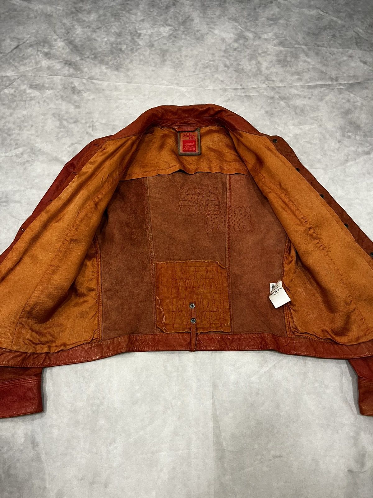 Marithe + Francois Girbaud Marithe Francois Girbaud Vintage Rare Orange Leather Jacket Size M / US 6-8 / IT 42-44 - 8 Thumbnail