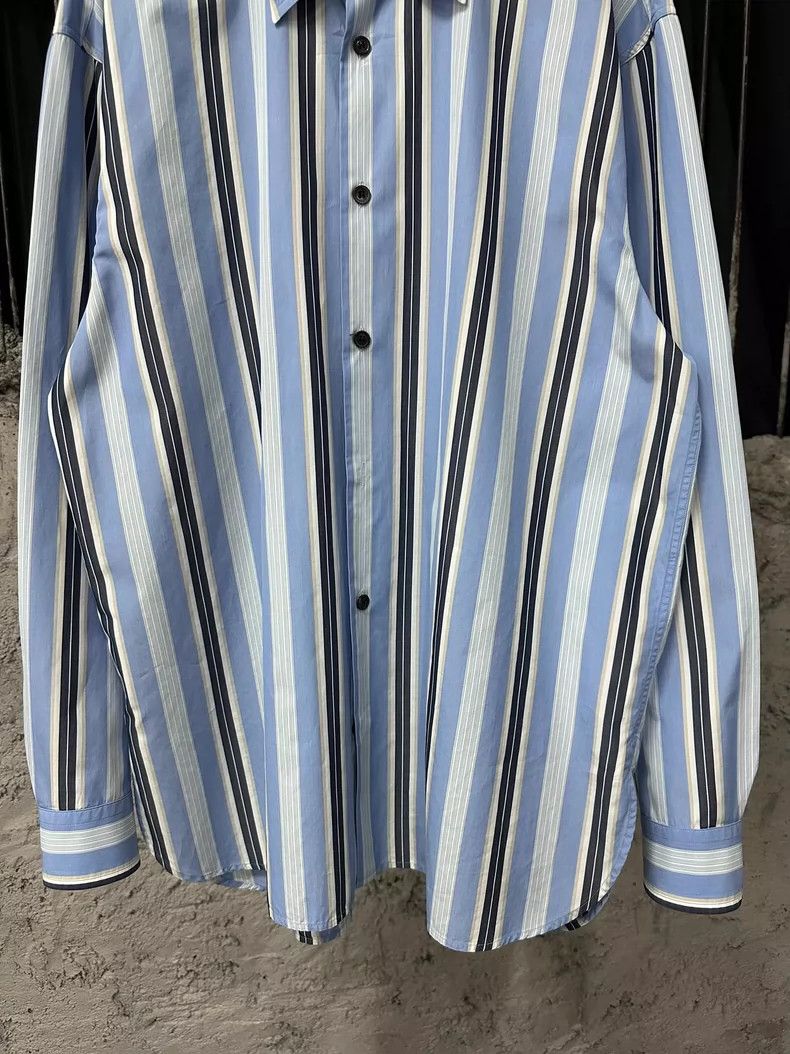 Dries Van Noten DRIES VAN NOTEN Blue and white striped shirt coat Size US S / EU 44-46 / 1 - 4 Thumbnail