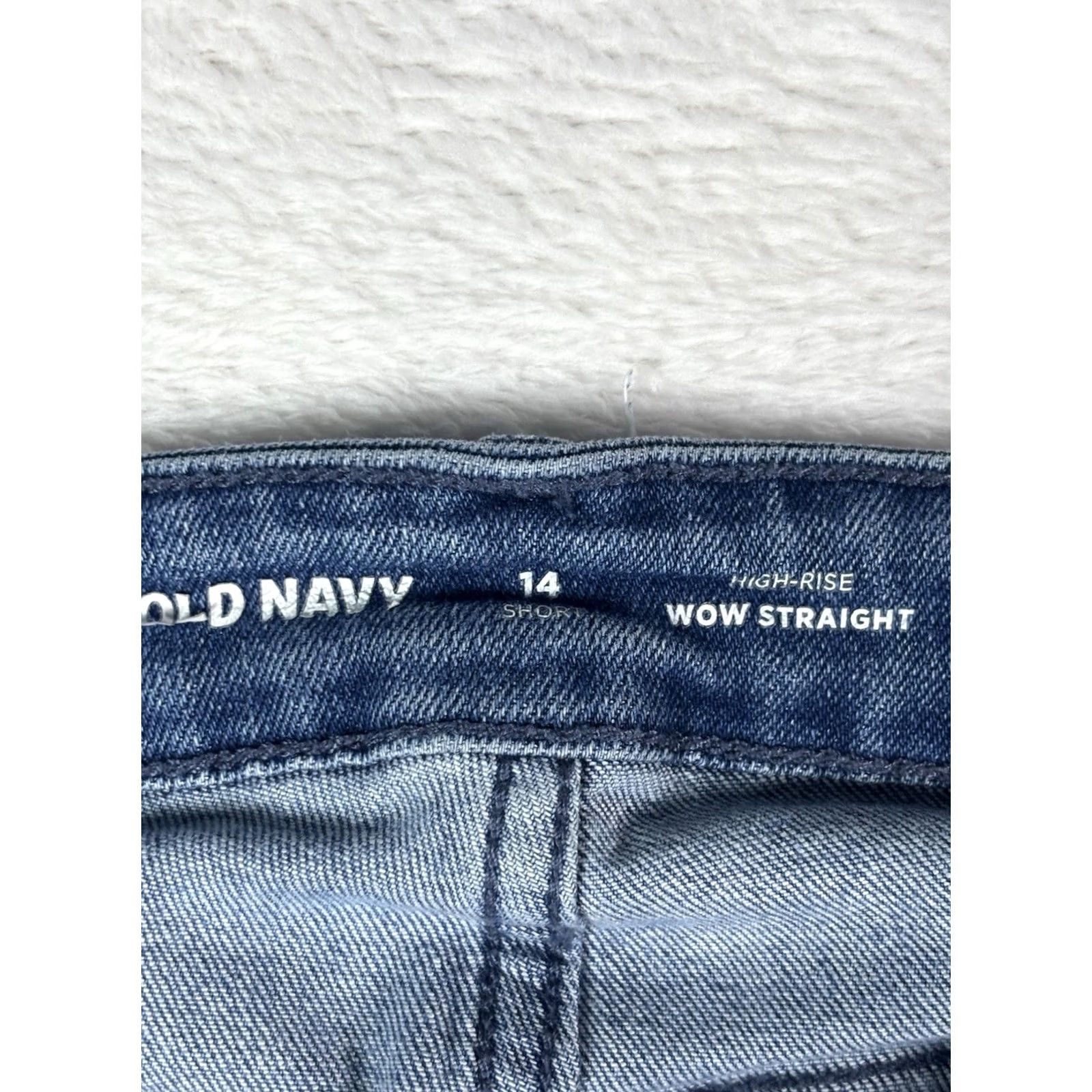 Old Navy VINTAGE Old Navy Women's High Rise Wow Straight Jeans 14 Short Denim Blue Stretch Size 36" / US 14 / IT 50 - 6 Thumbnail