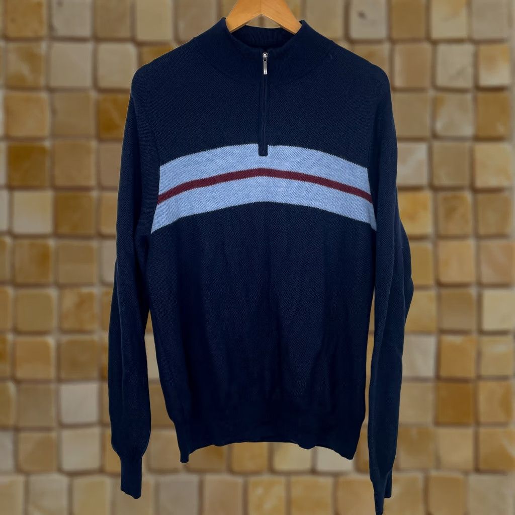 Brooks Brothers Brooks Brothers Men's Sweater 1/4 Zip Merino Wool Navy L Mock Neck Pullover Classic 100% Wool Size L Size US L / EU 52-54 / 3 - 1 Thumbnail