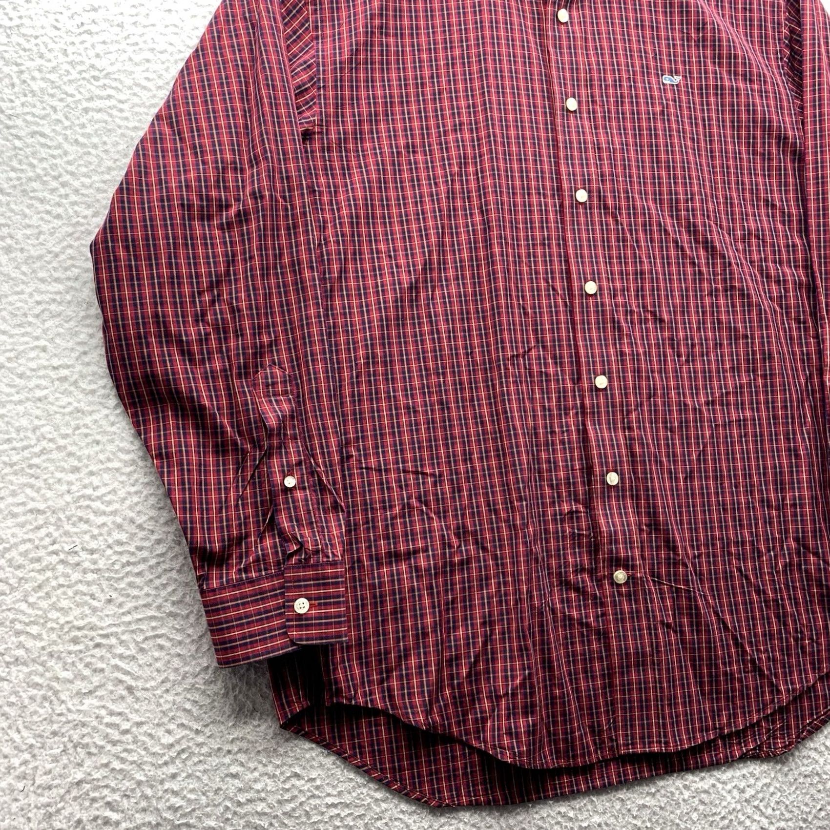Vineyard Vines Vineyard Vines Whale Shirt Mens Large Red Blue Yellow Plaid Preppy Relaxed Fit Size US L / EU 52-54 / 3 - 4 Thumbnail