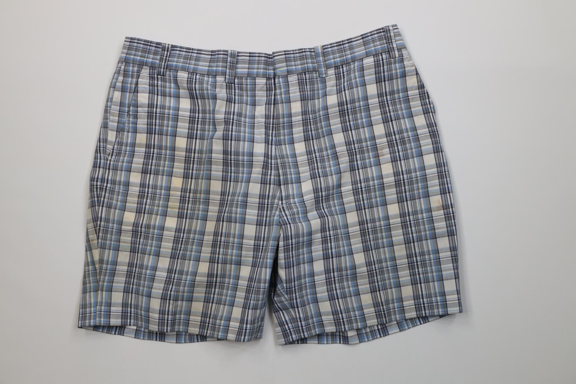 Vintage Vintage 70s Streetwear Above Knee Madras Plaid Chino Shorts Size US 36 / EU 52 - 1 Thumbnail