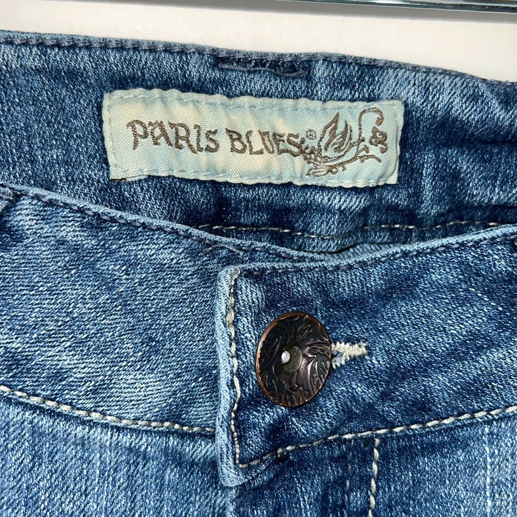 Vintage Paris Blues Womens Jeans Cropped Blue Distressed Stretch 7 Size 28" / US 6 / IT 42 - 7 Thumbnail
