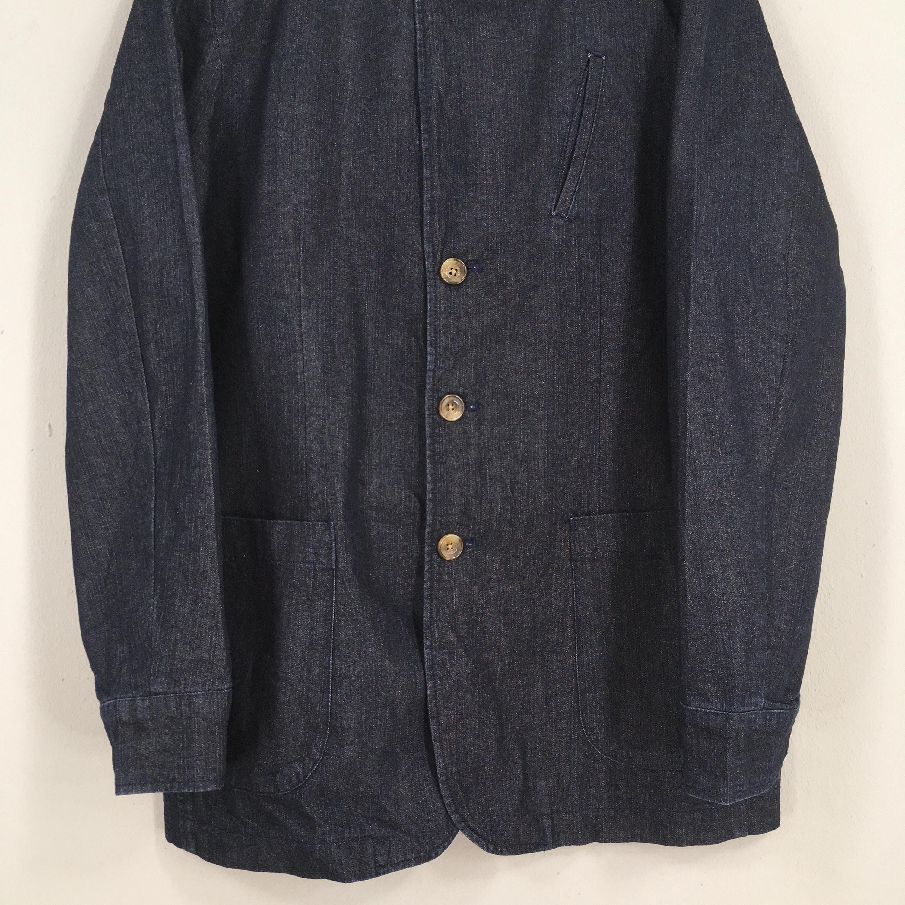 45rpm Vintage 90s Indigo Blue Denim Workers Jeans Jacket Large Size US L / EU 52-54 / 3 - 3 Thumbnail