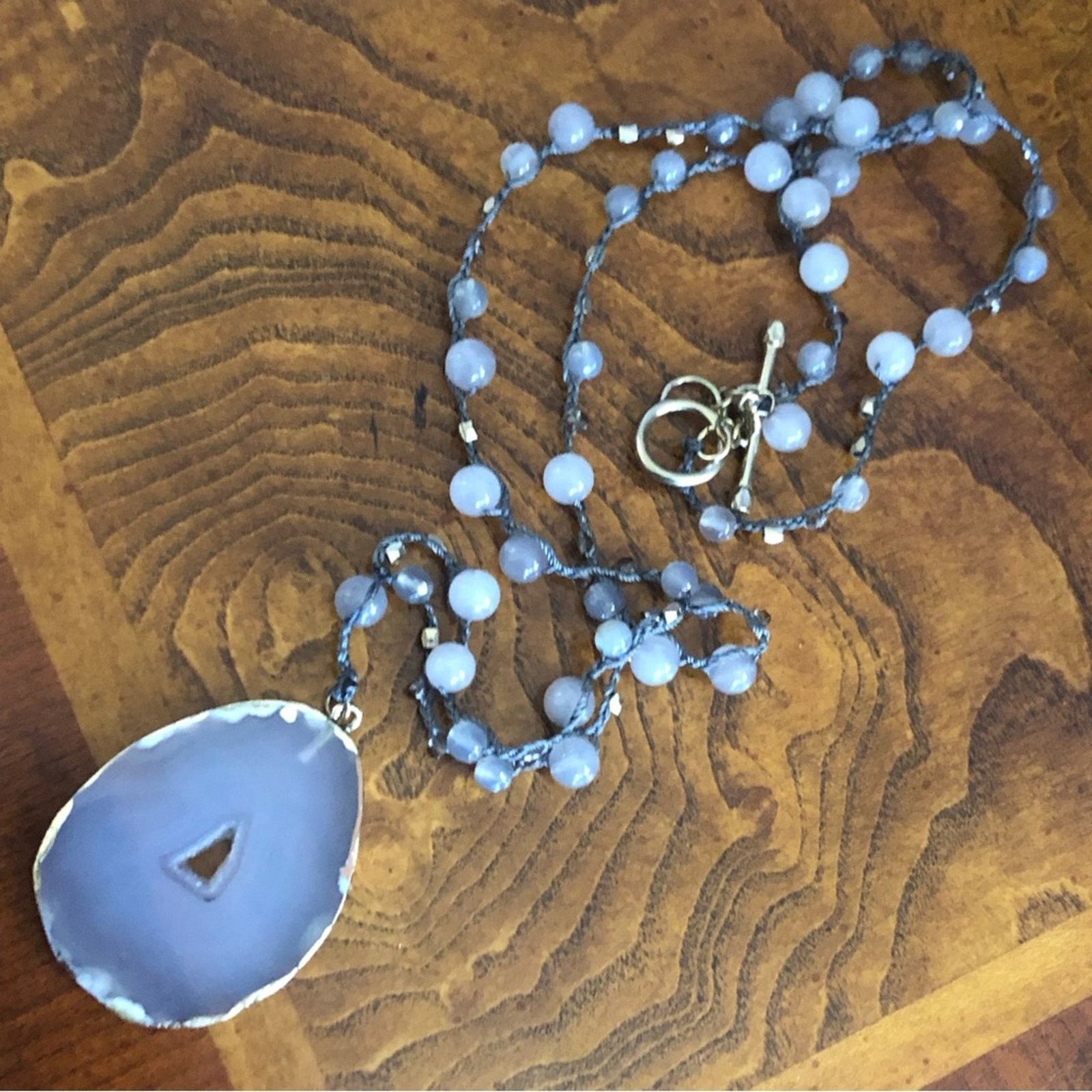 Jewelry Marlyn Schiff rainbow moonstone and agate slab necklace Size ONE SIZE - 1 Thumbnail