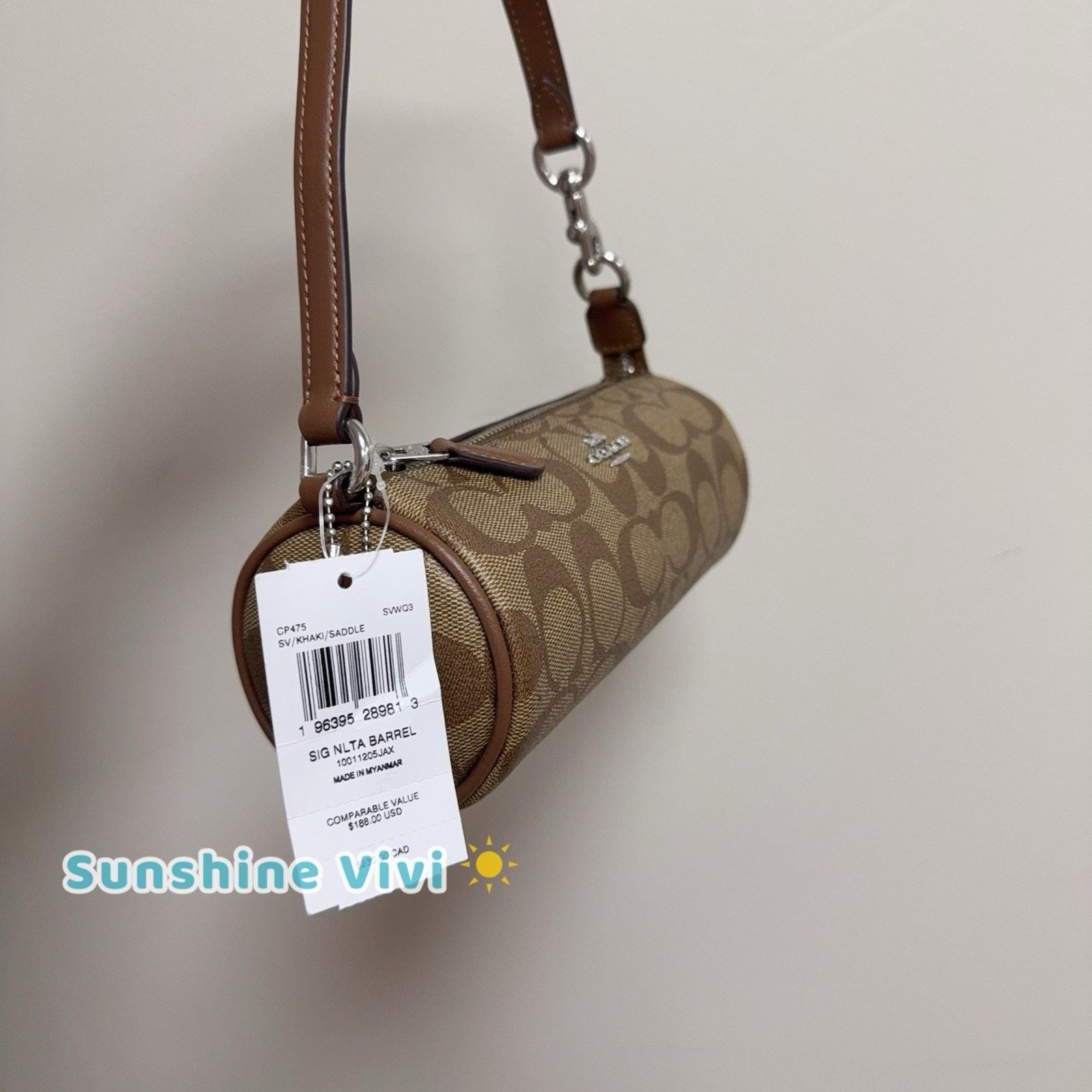 Coach NWT Coach CP475 Nolita Barrel Bag Khaki Saddle / silver Size ONE SIZE - 4 Thumbnail