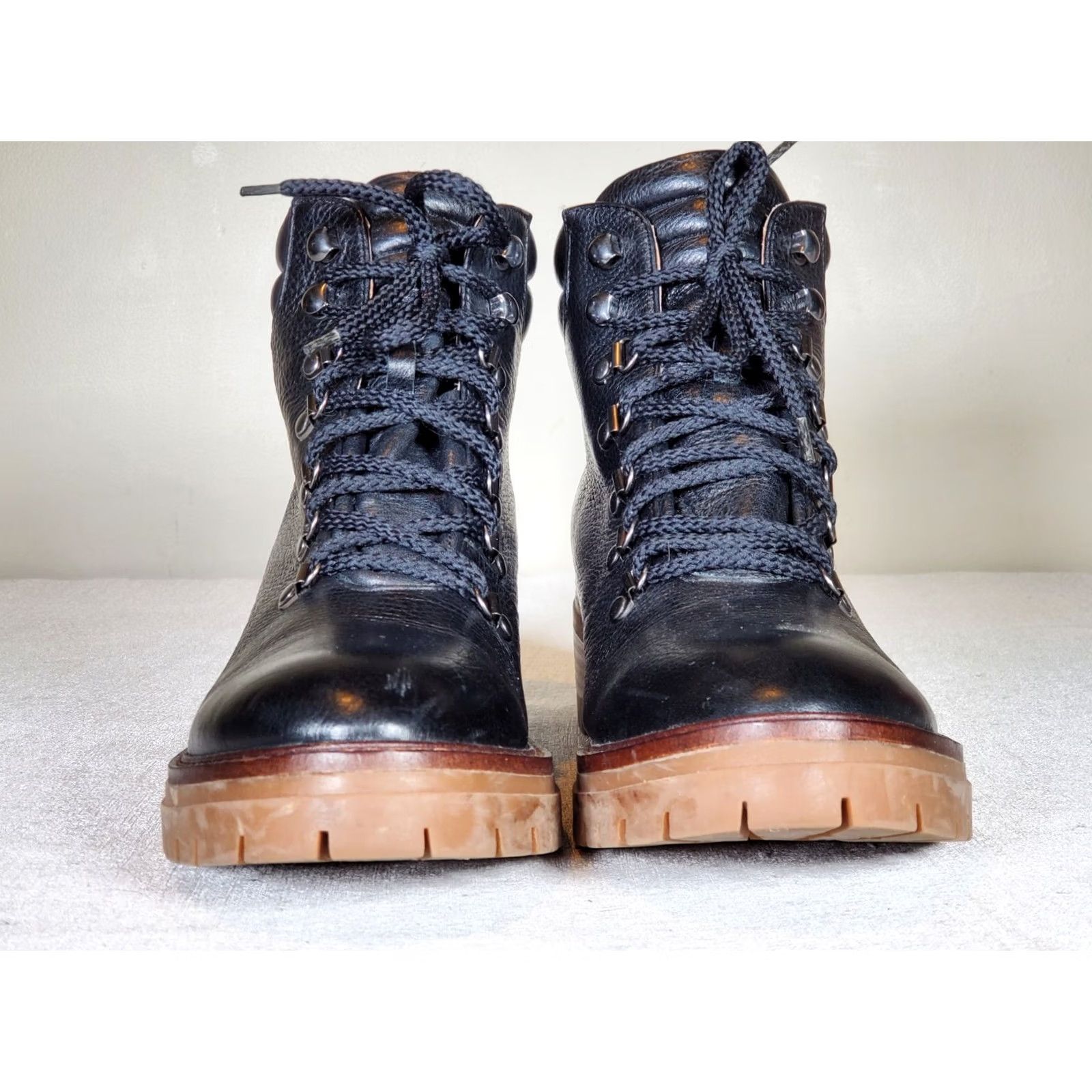 Kenneth Cole Gentle Souls by Kenneth Cole BRENNA Lace-Up Lug Sole Leather Boots Women's US 8.5 Black Size US 9 / IT 39 - 7 Thumbnail