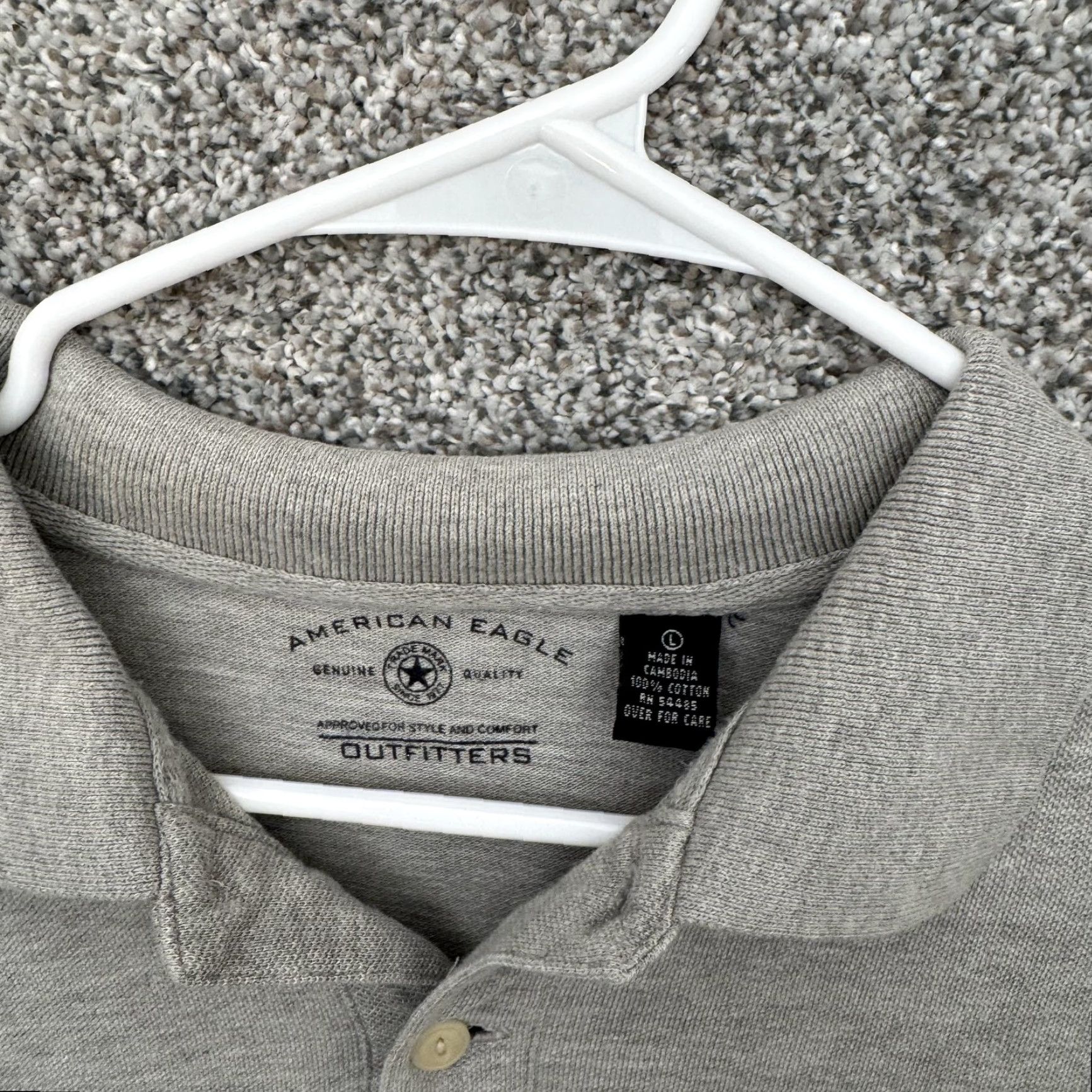Vintage American Eagle Polo Shirt L Men Gray Solid Short Sleeve Casual Preppy Classic Office Golf Size US L / EU 52-54 / 3 - 5 Thumbnail