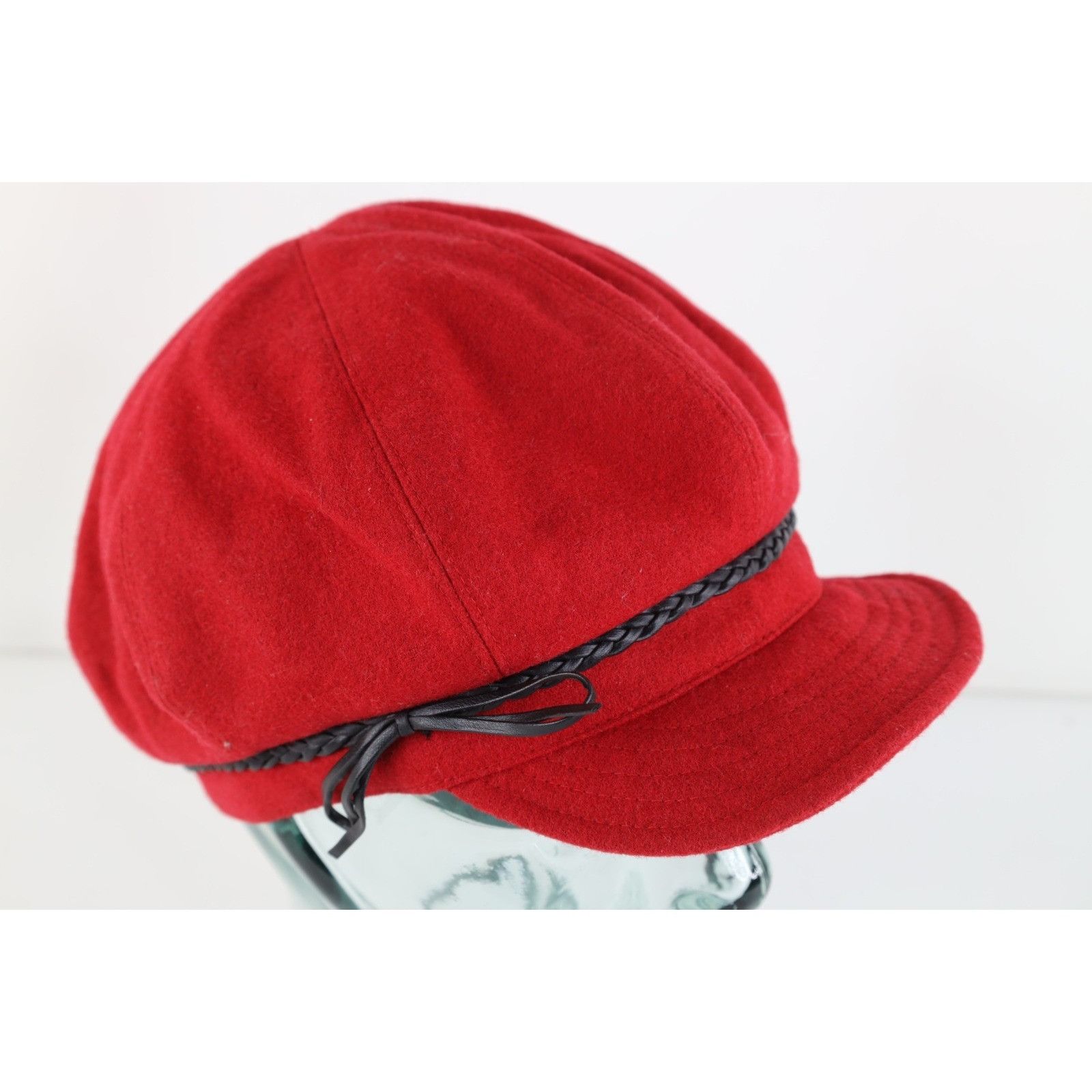 Vintage Vintage 90s Babydoll Braided Leather Wool Newsboy Hat Cap Size ONE SIZE - 1 Thumbnail