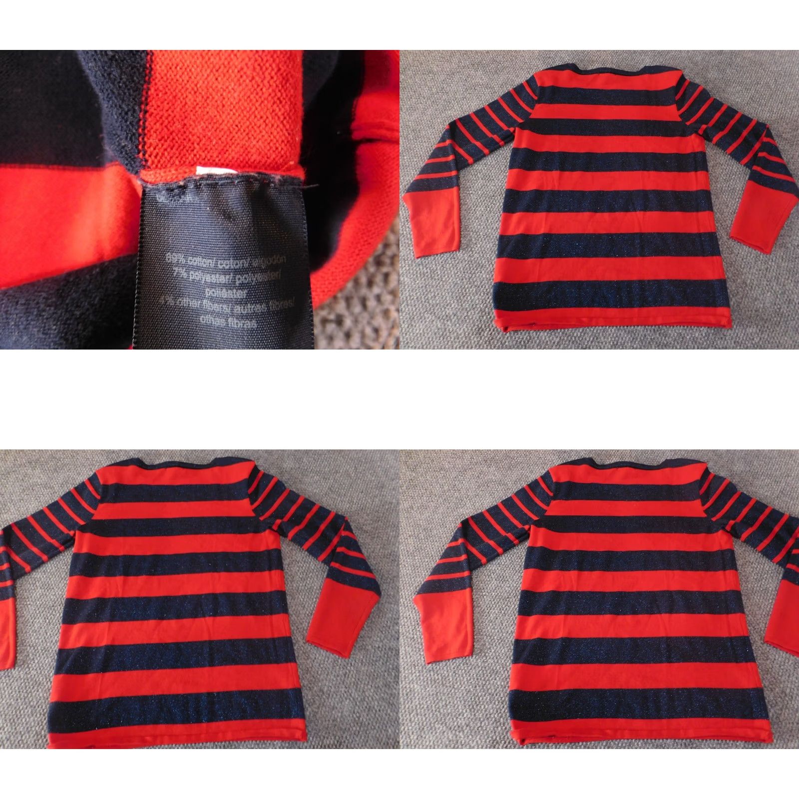 Tommy Hilfiger Tommy Hilfiger Womens Sweater L Red Striped Pullover Crew Neck 1/4 Zip Bell Sleeve Classic Casual Size L / US 10 / IT 46 - 8 Thumbnail