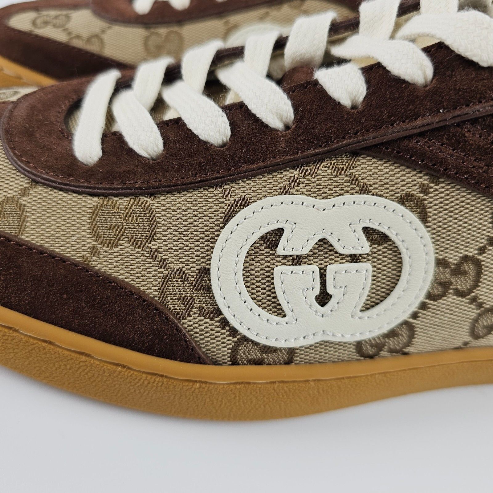 Gucci GUCCI Interlocking G75 $920 Men's Dark Brown Suede Sneakers Size US 6.5 / EU 39-40 - 7 Thumbnail