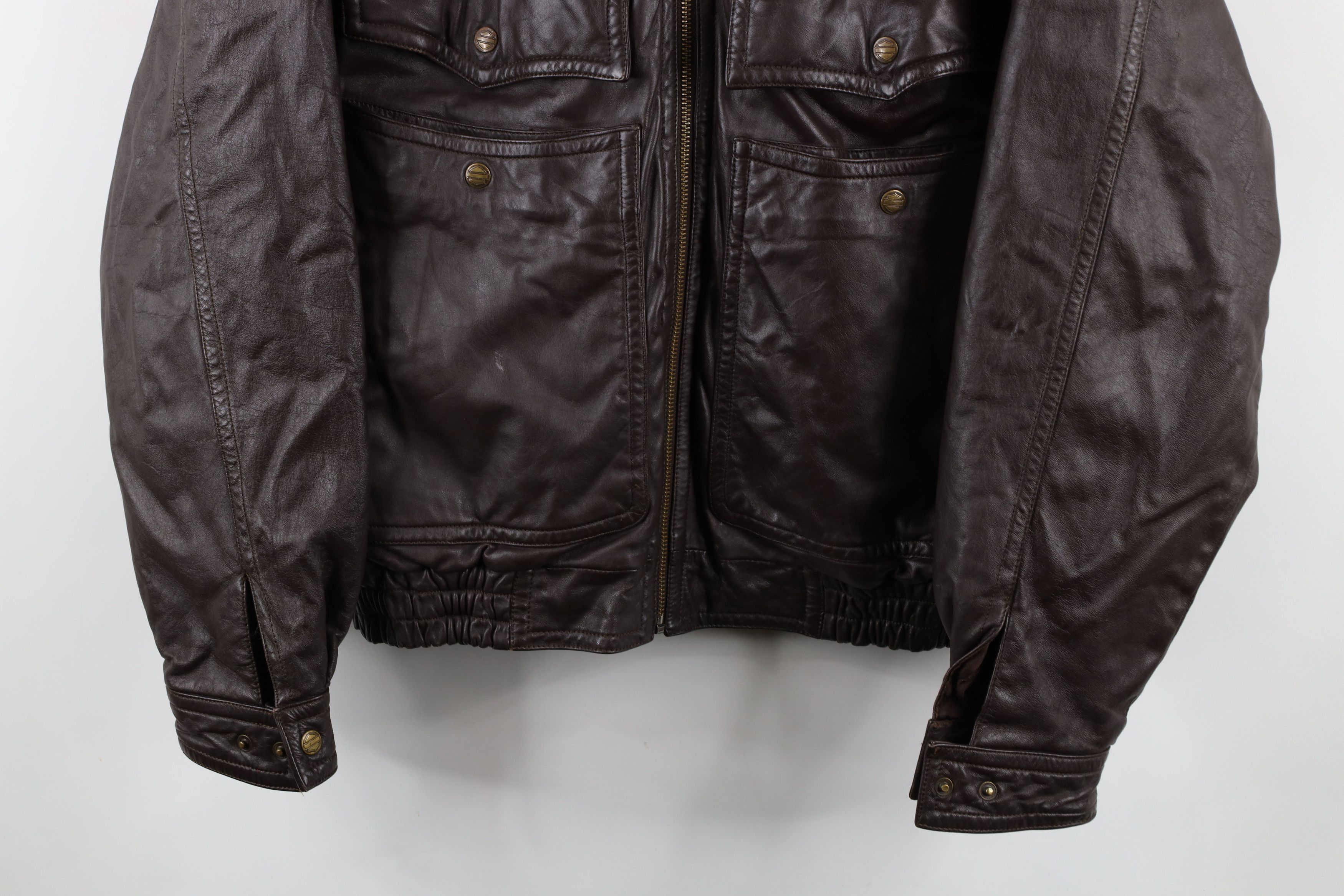 Vintage Vintage 90s Streetwear Quilted Leather Flight Bomber Jacket Size US M / EU 48-50 / 2 - 3 Thumbnail