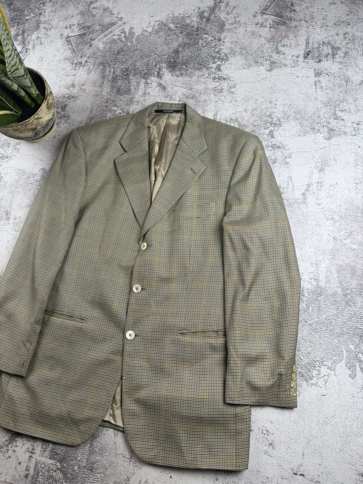 Yves Saint Laurent Yves Saint Laurent YSL Men’s Houndstooth Size 52 Classic Blazer Suit Jacket Size 52R - 3 Thumbnail