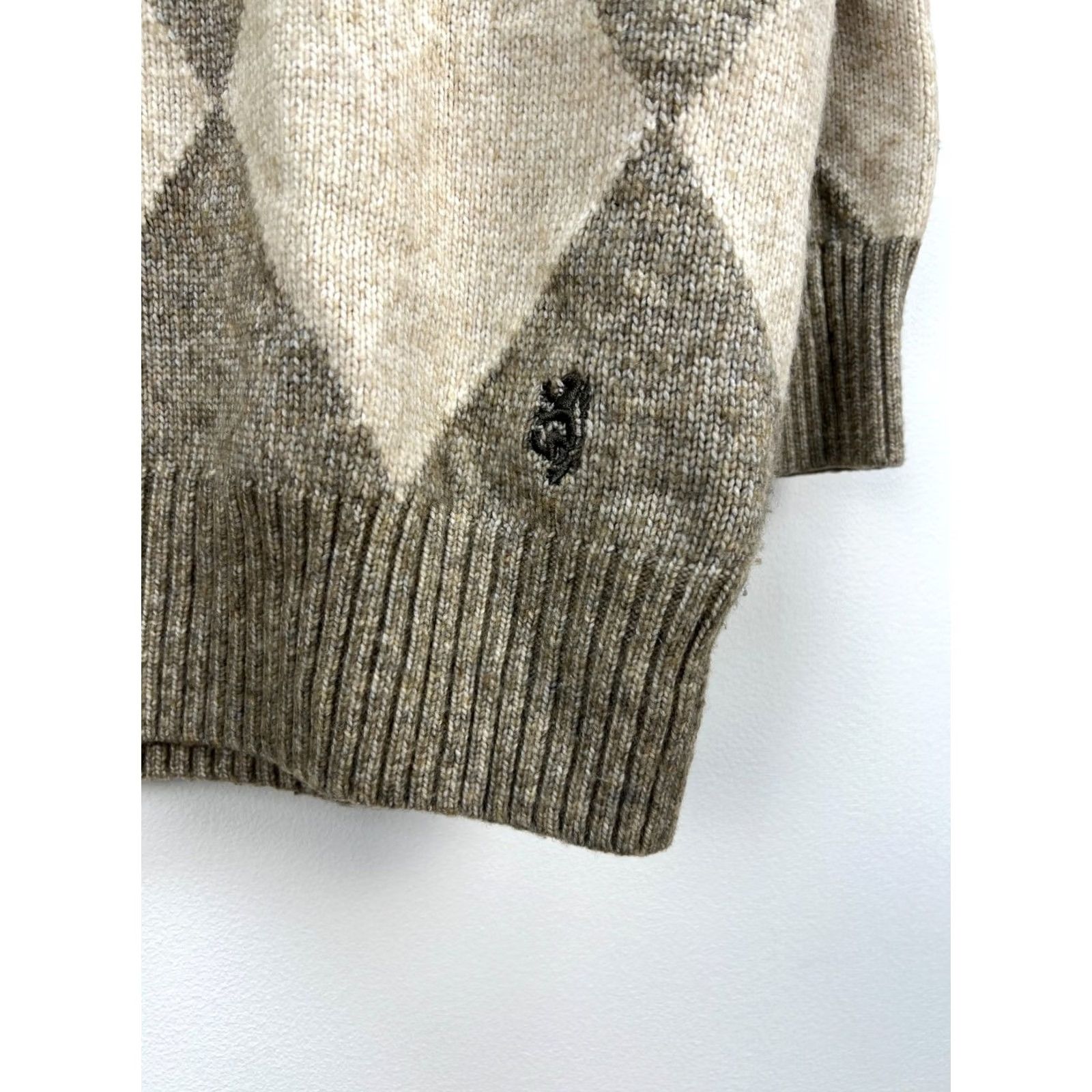 Pringle Of Scotland Pringle of Scotland x H&M Beige Sweater Wool Blend High Neck Sz M Womens Argyle Knit Size M / US 6-8 / IT 42-44 - 3 Thumbnail