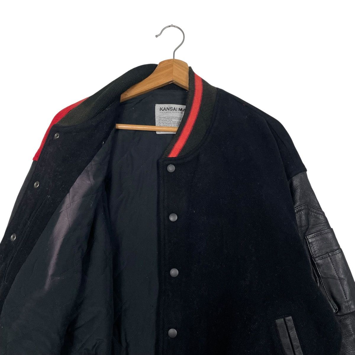 Kansai Yamamoto Vtg Kansai Man Yutaka Nishimura Leather Varsity Jacket Size US M / EU 48-50 / 2 - 10 Thumbnail
