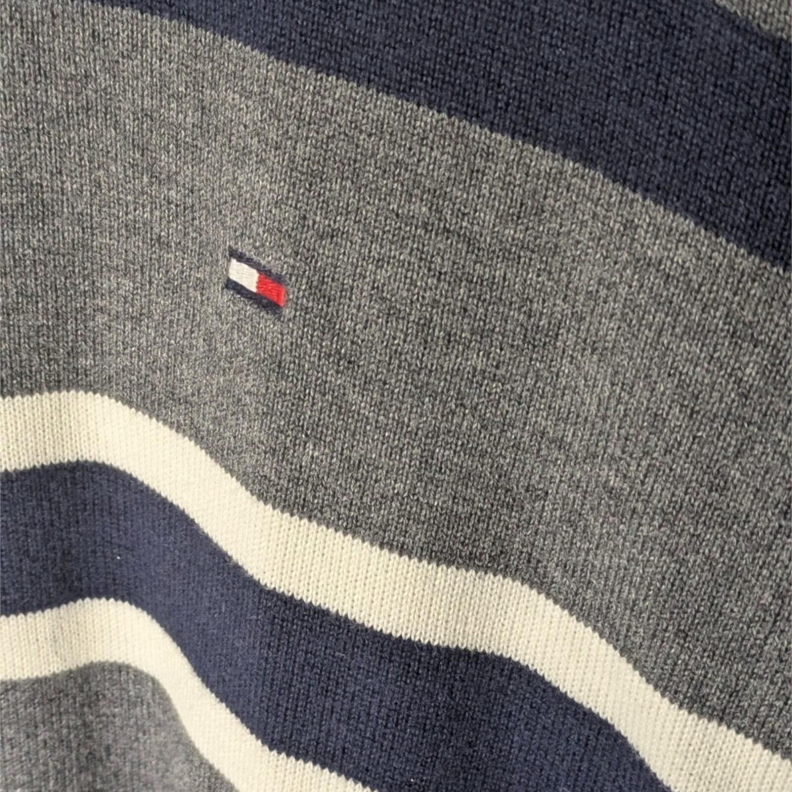 Tommy Hilfiger Tommy Hilfiger Men's Striped V-Neck Sweater - L - Cotton Size US L / EU 52-54 / 3 - 5 Thumbnail