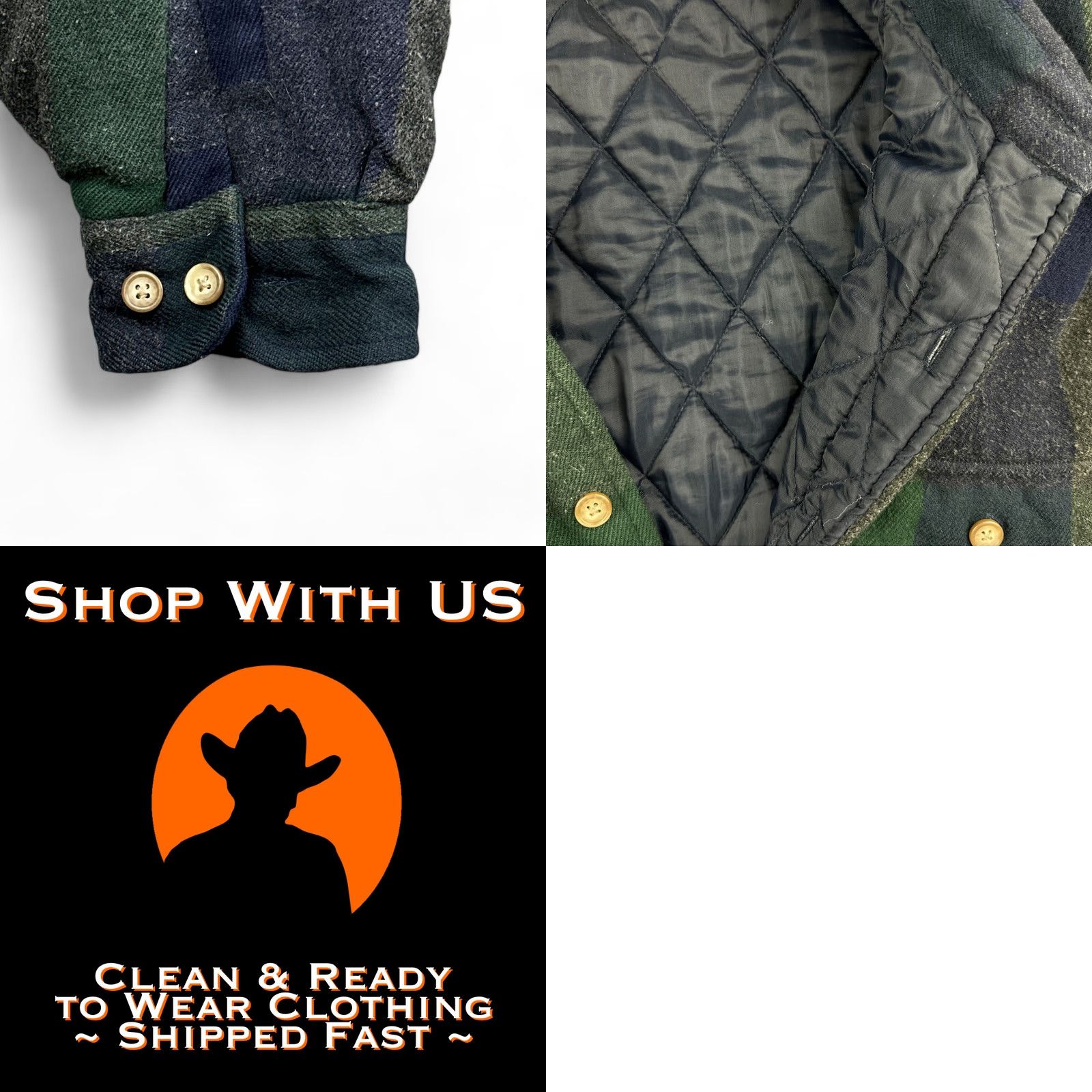 Van Heusen VINTAGE Van Heusen Shirt Jacket Adult LARGE Green Plaid 90s Barn Coat Jacket Men Size US L / EU 52-54 / 3 - 8 Thumbnail