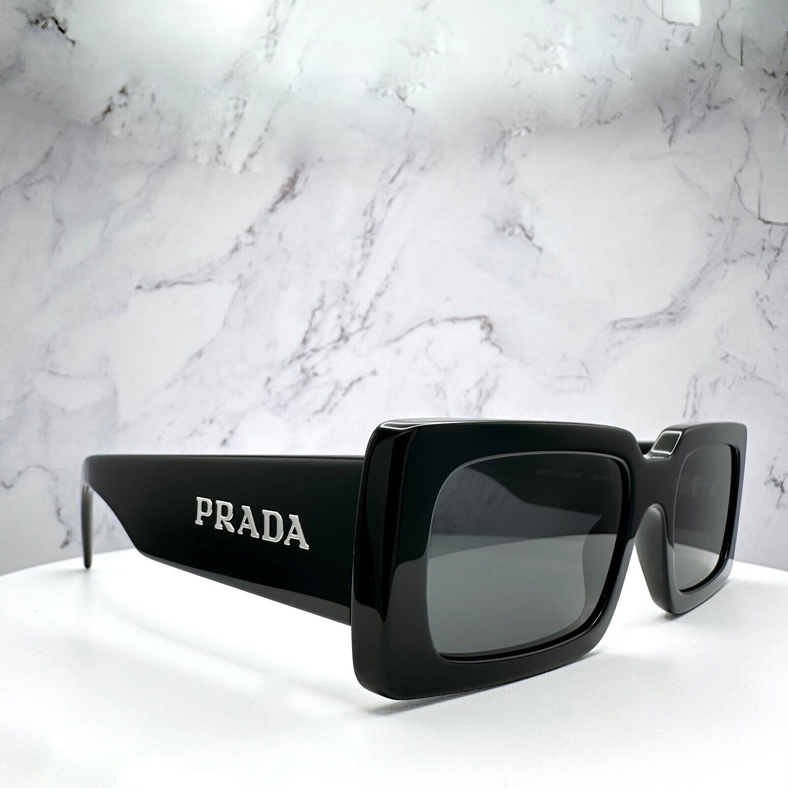 Prada New Prada Sunglasses Black Acetate Rectangle Size ONE SIZE - 19 Thumbnail