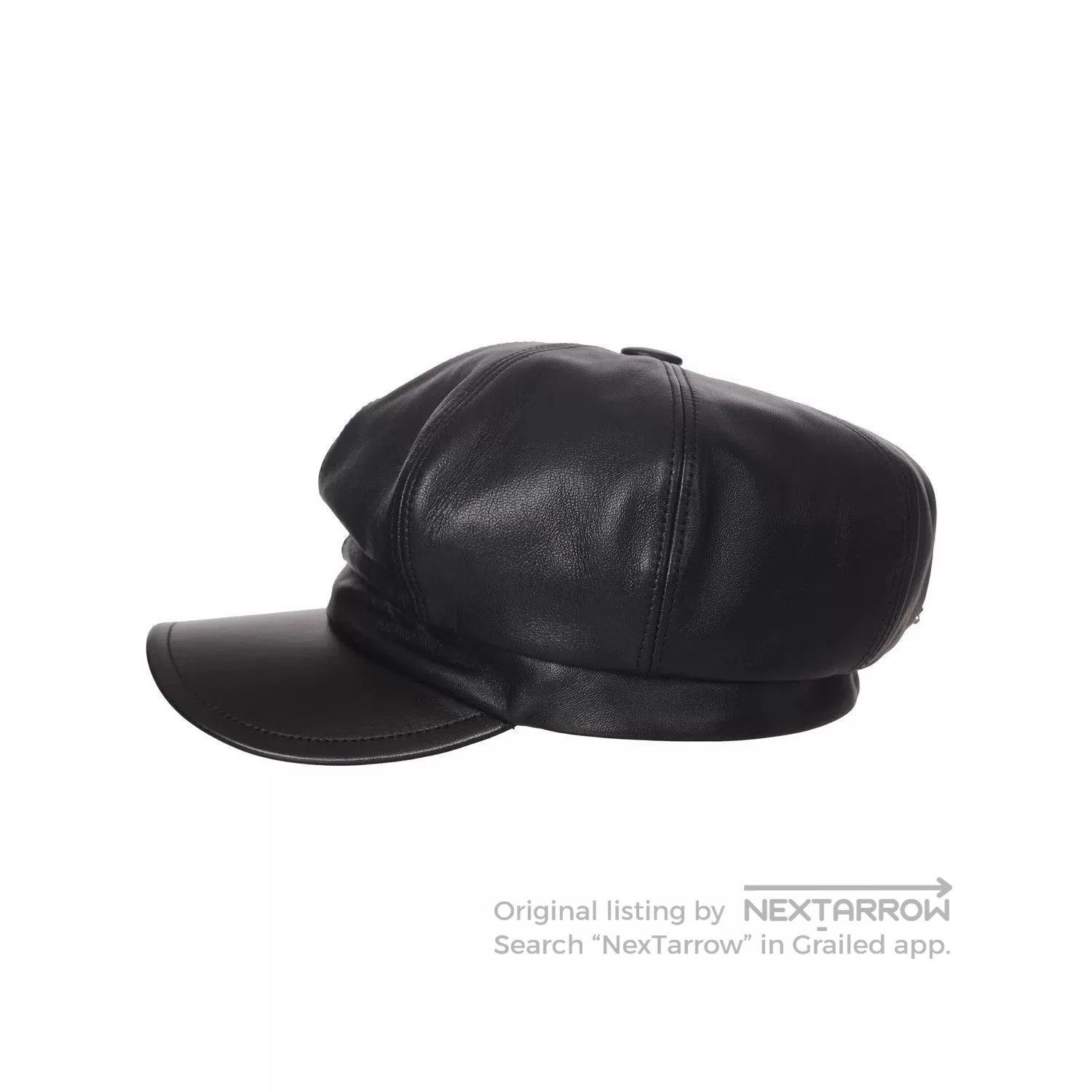 Prada Black Leather Newsboy Cap. Size ONE SIZE - 1 Thumbnail