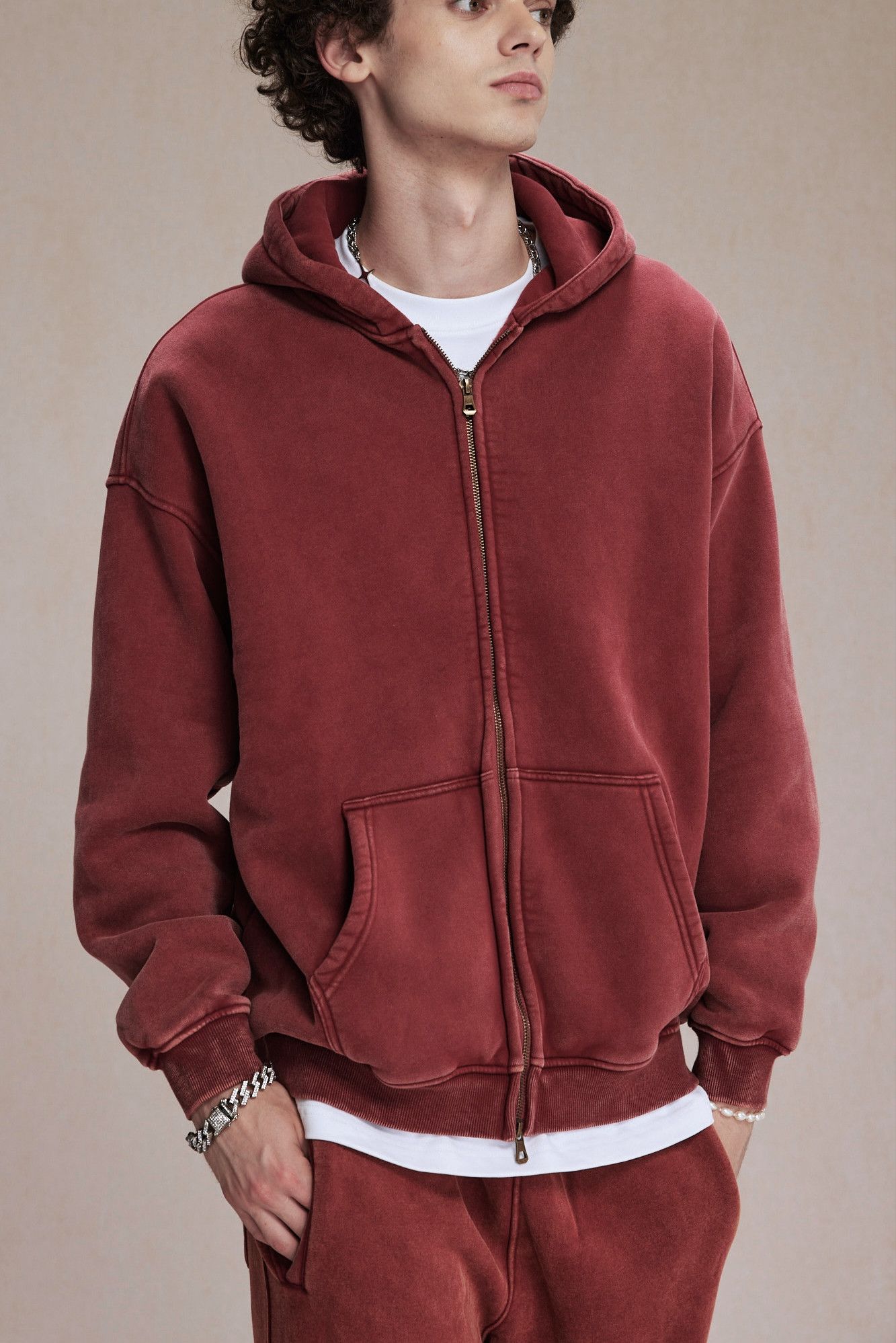 Designer × Japanese Brand Acid Washed Faded Zippered Oversized Hoodie Size US L / EU 52-54 / 3 - 2 Thumbnail
