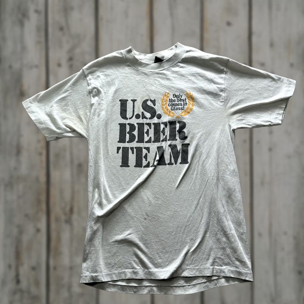 Vintage VINTAGE U.S. BEER TEAM Shirt Mens L Gray Graphic Tee Crewneck 90s Size US L / EU 52-54 / 3 - 1 Thumbnail