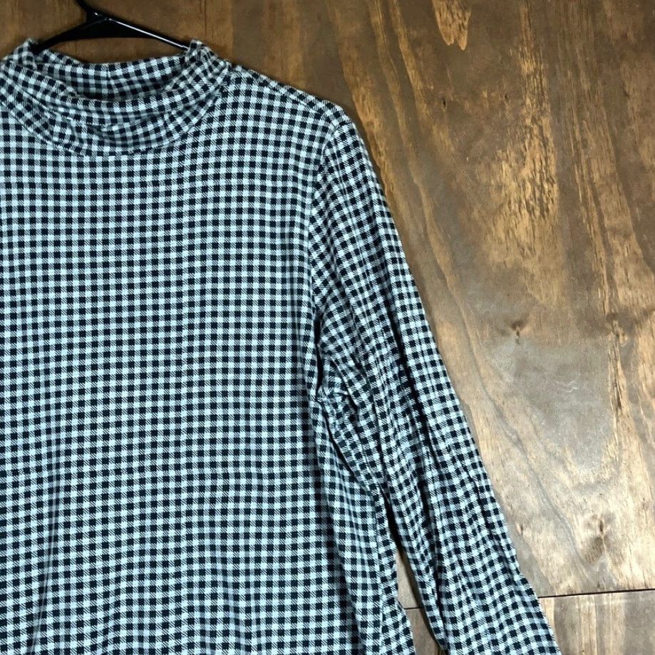 J. Jill J.Jill Women Shirt Plaid Turtleneck Tunic Gray L Stretch Supima Modal Blend Long Sleeve Womens Size L / US 10 / IT 46 - 5 Thumbnail