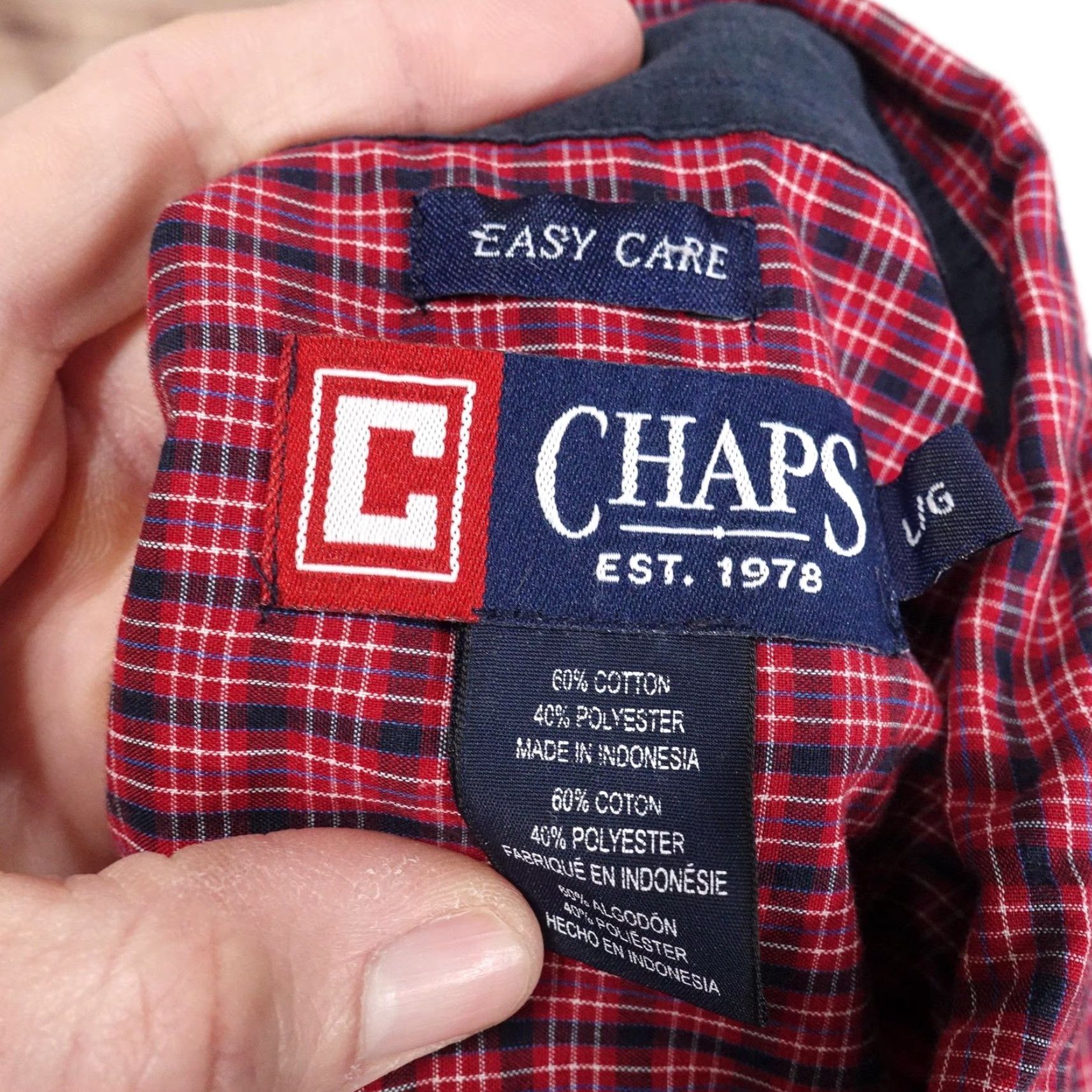 Chaps Chaps Shirt Mens Large Red Plaid Long Sleeve Button-Down Easy Care Casual Size US L / EU 52-54 / 3 - 6 Thumbnail