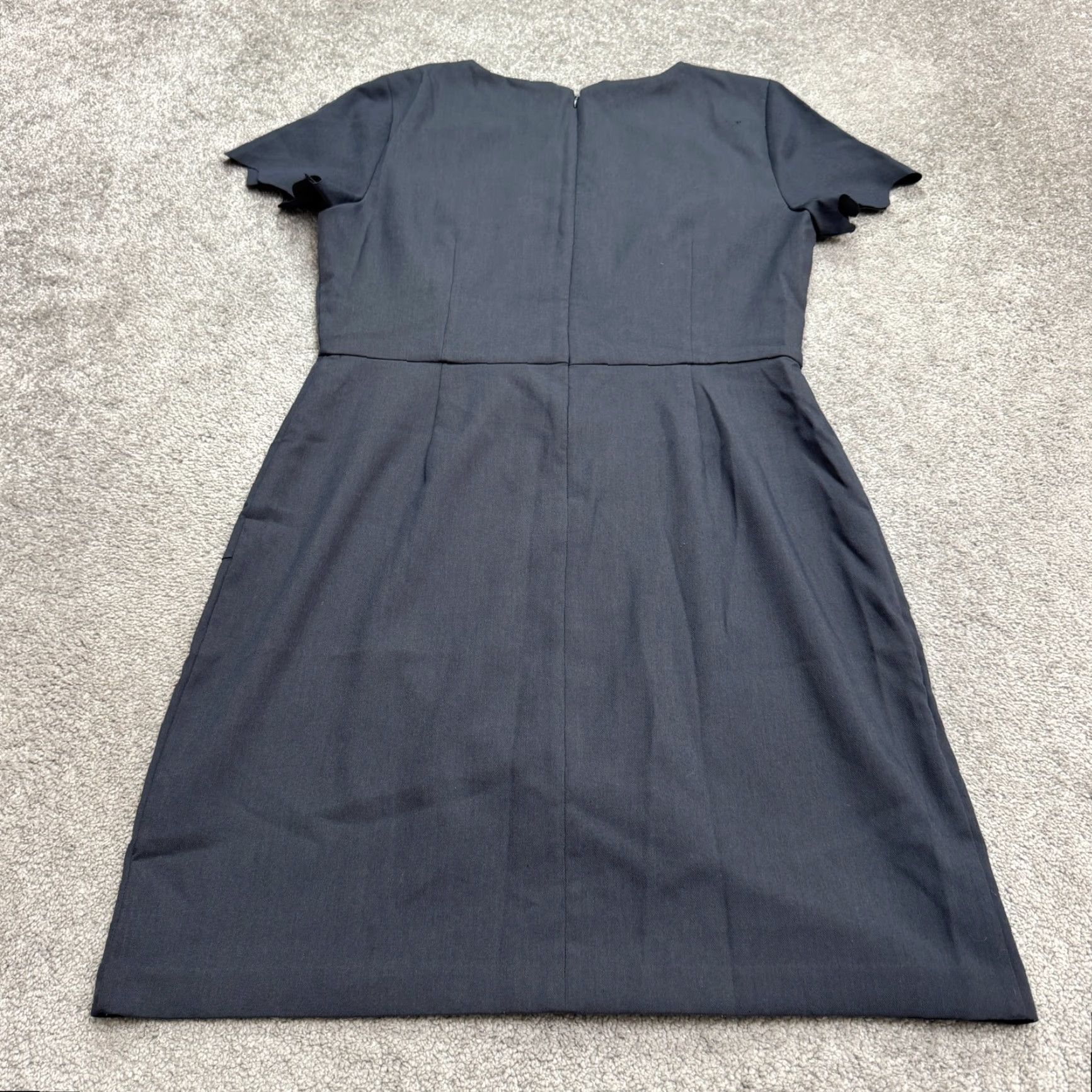 Loft LOFT Dress Womes 12 Blue Gray Midi Sheath Scallop Hem Sleeve Classic Workwear Size XL / US 12-14 / IT 48-50 - 2 Thumbnail