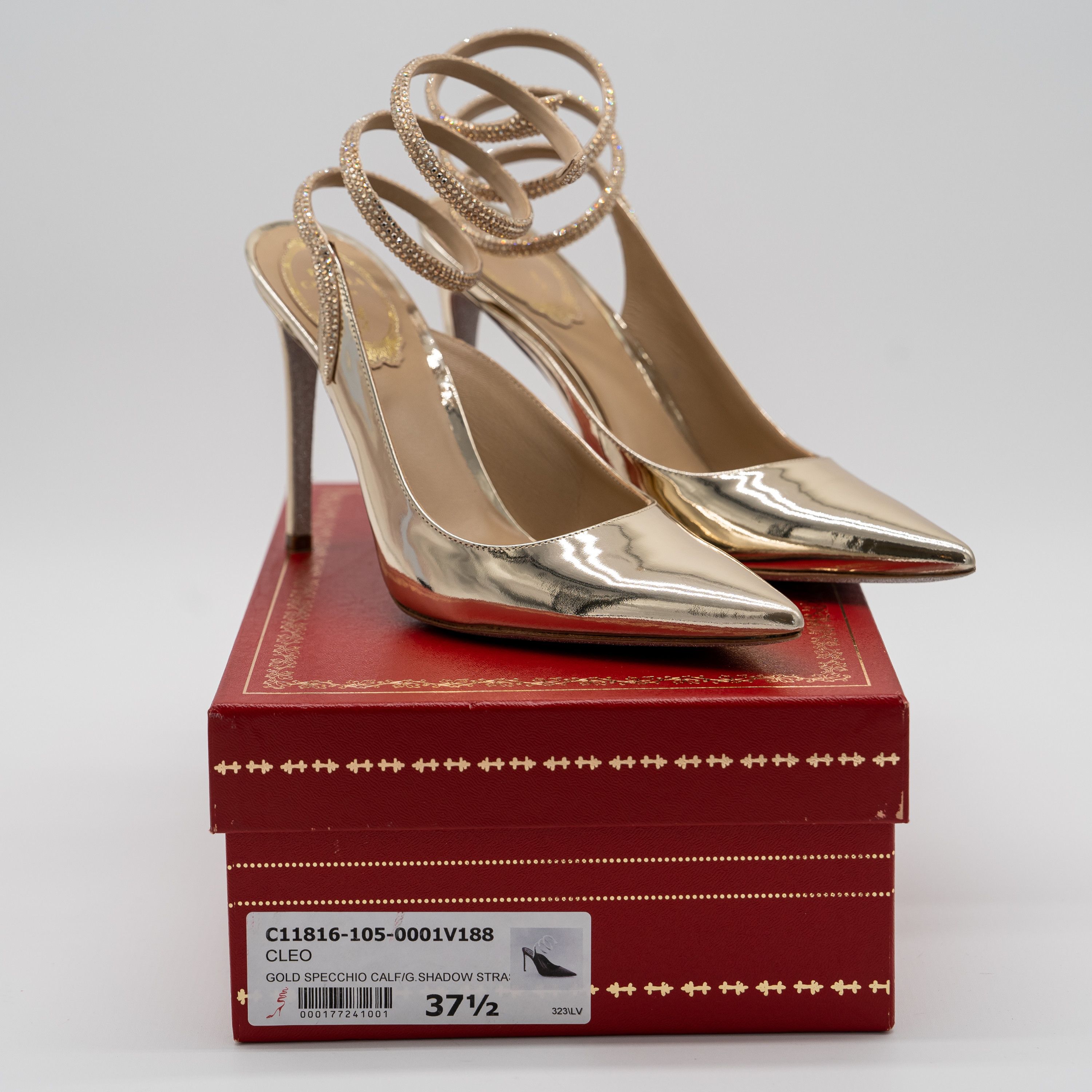Rene Caovilla 37.5 Rene Caovilla Cleo Gold Sandals Heels 105 Leather Size US 7.5 / IT 37.5 - 9 Thumbnail