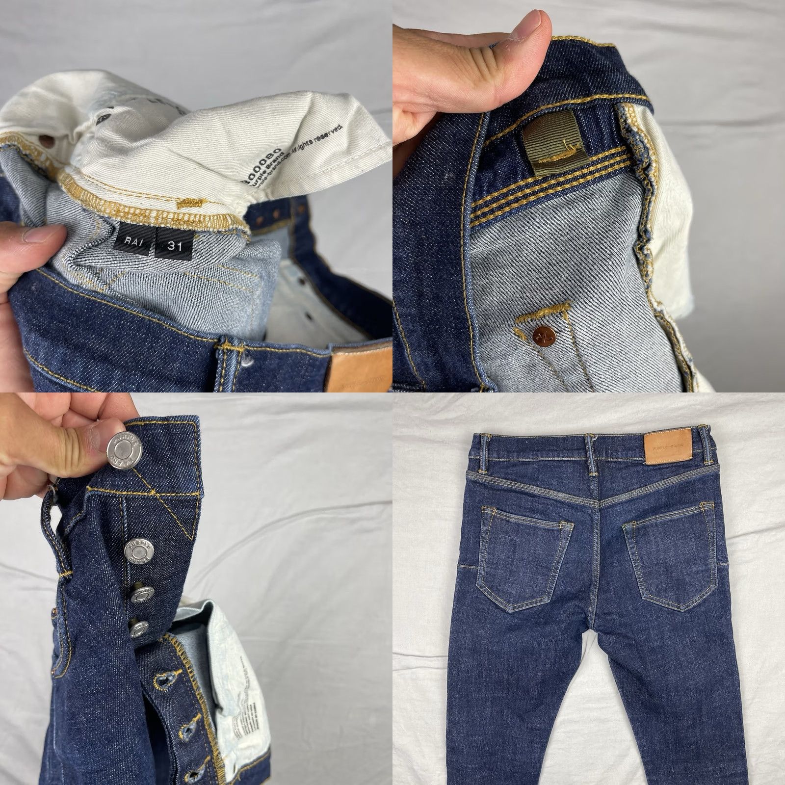 Denime Purple Brand Jeans Mens 31 Fits 28x29 Dark Wash RAI P001 Button Fly Slim Denim Jeans Size US 31 - 9 Thumbnail