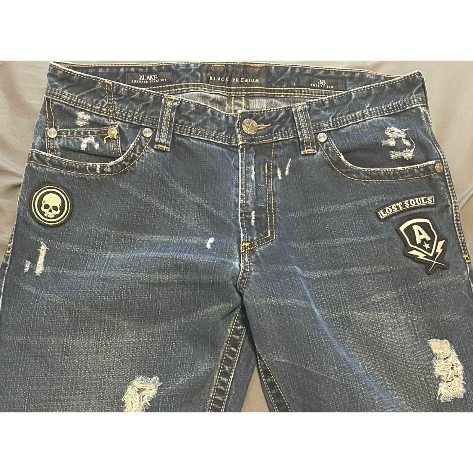 Affliction VINTAGE Affliction Men’s Denim Jeans Bed Style Relaxed Straight Size 36X32 Distressed 90s Biker Rock Size US 36 / EU 52 - 4 Thumbnail