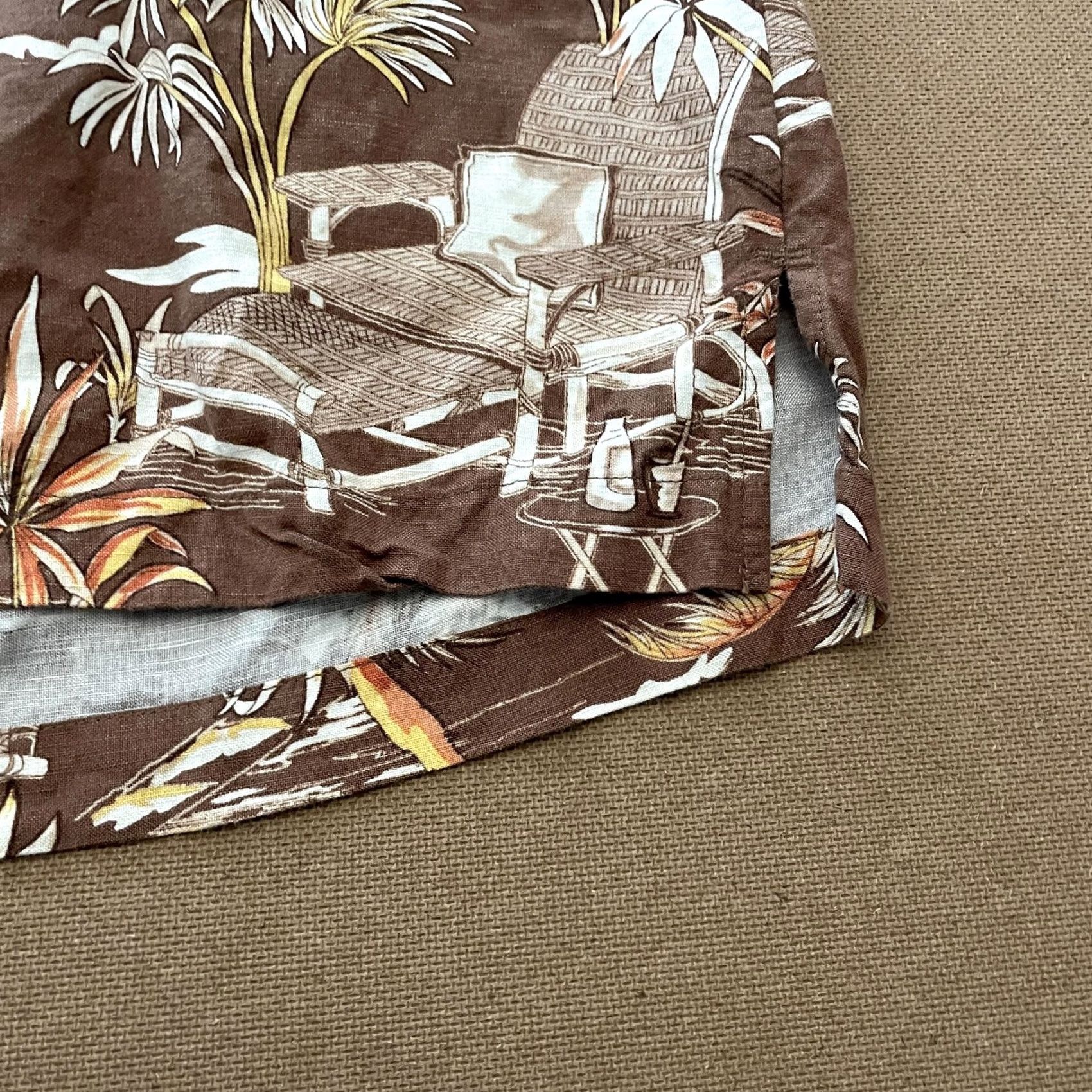 Vintage Caribbean Joe Shirt Mens XL Brown Floral Palm Tree Linen Blend Hawaiian Beach Size US XL / EU 56 / 4 - 5 Thumbnail