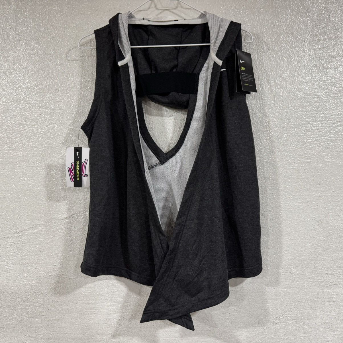 Nike Nike Girls Youth Tie Hoodie Vest AR0445-010 Size Med Gray Size M / US 6-8 / IT 42-44 - 2 Thumbnail