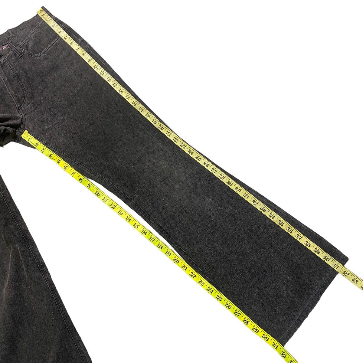 Japanese Brand DOMON HOMME Rainbow Super Flare Denim Jeans Faded Black Size US 31 - 24 Thumbnail