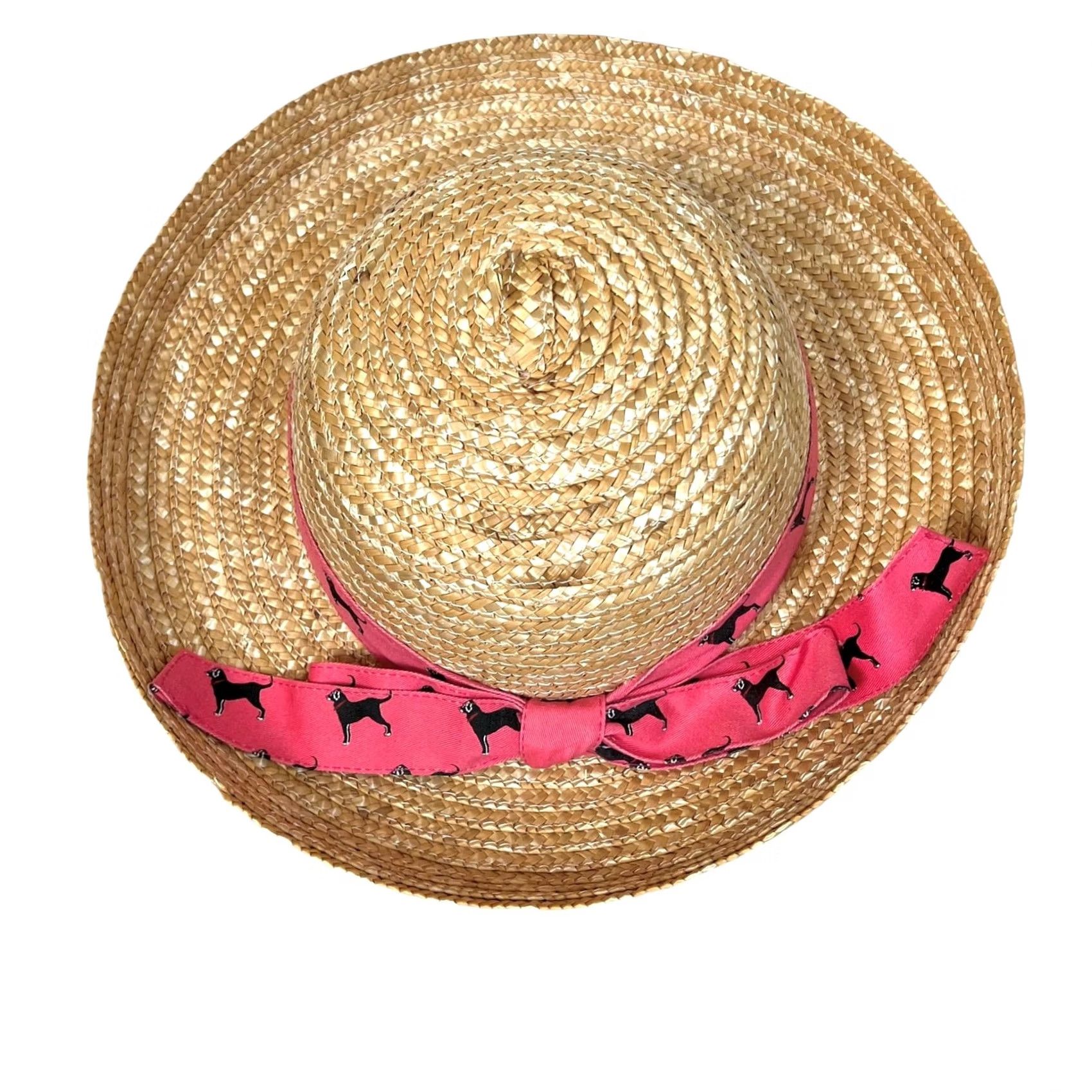 Pinko The Black Dog Straw Hat Derby Sun Beige Pink Ribbon Band Bow Womens One Size Size ONE SIZE - 6 Thumbnail