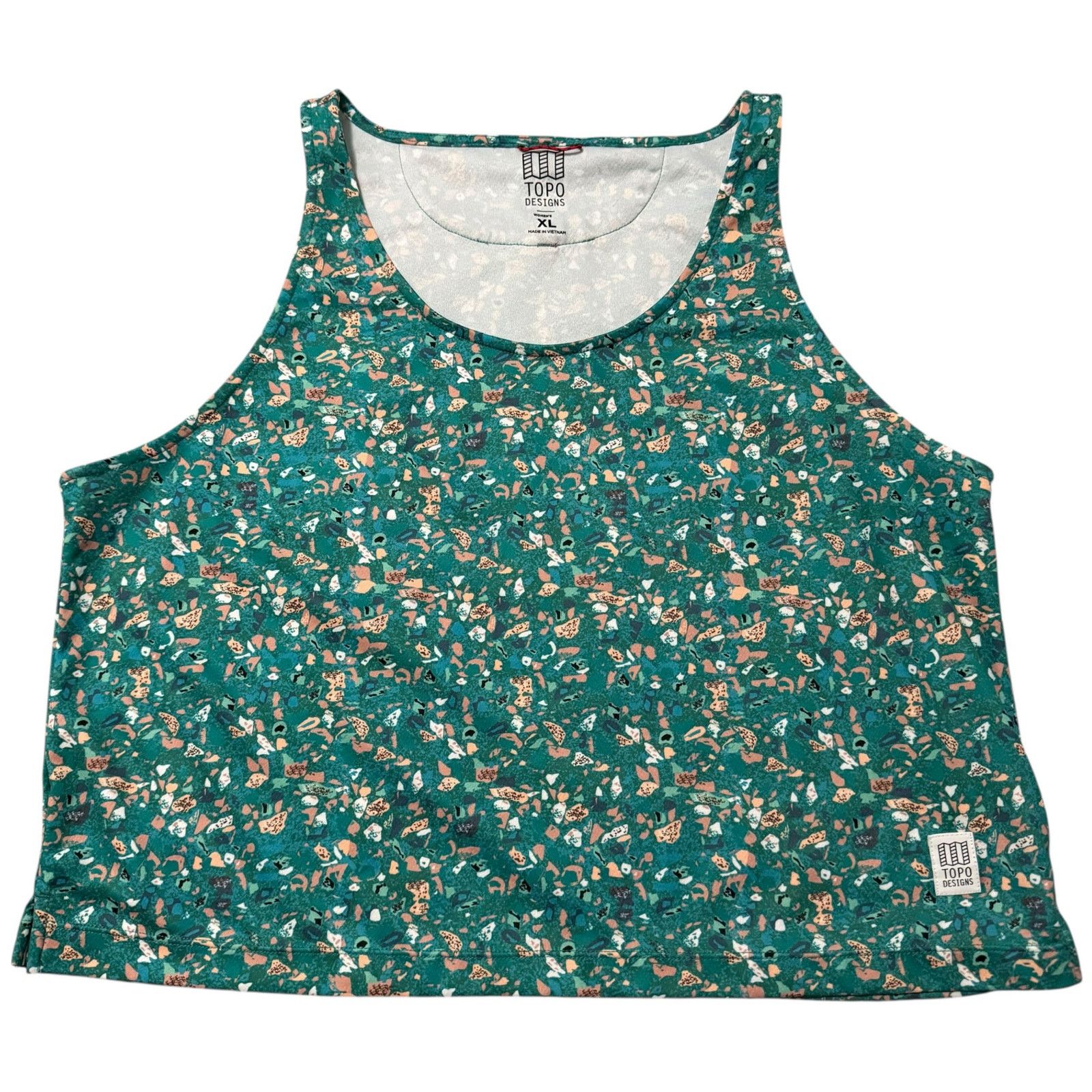 Topo Designs Topo Designs River Tank Turquoise Terrazzo Pattern Top XL Size XL / US 12-14 / IT 48-50 - 1 Thumbnail