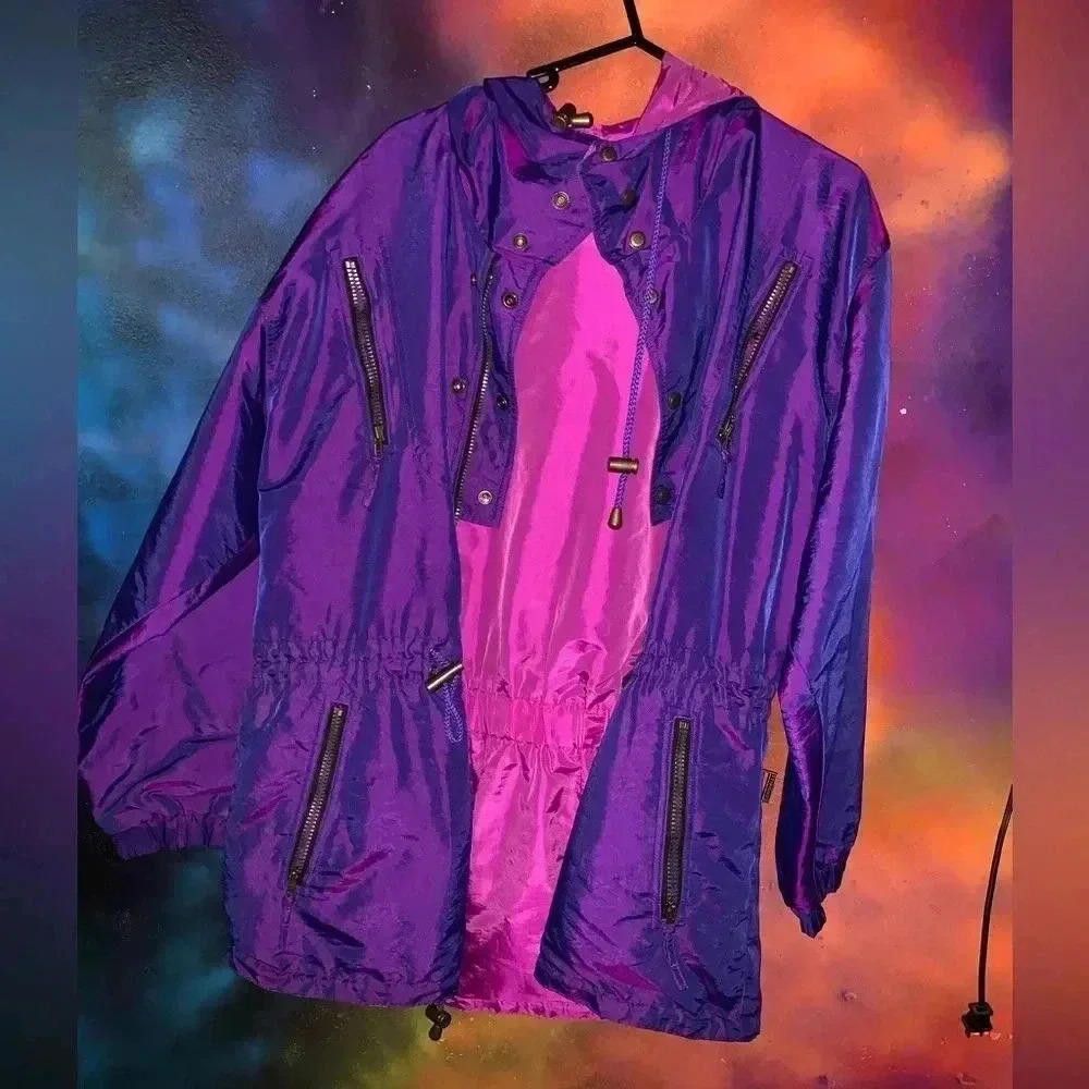 Designer Edelweiss purple reversible ski jacket vintage!! Size L / US 10 / IT 46 - 3 Thumbnail