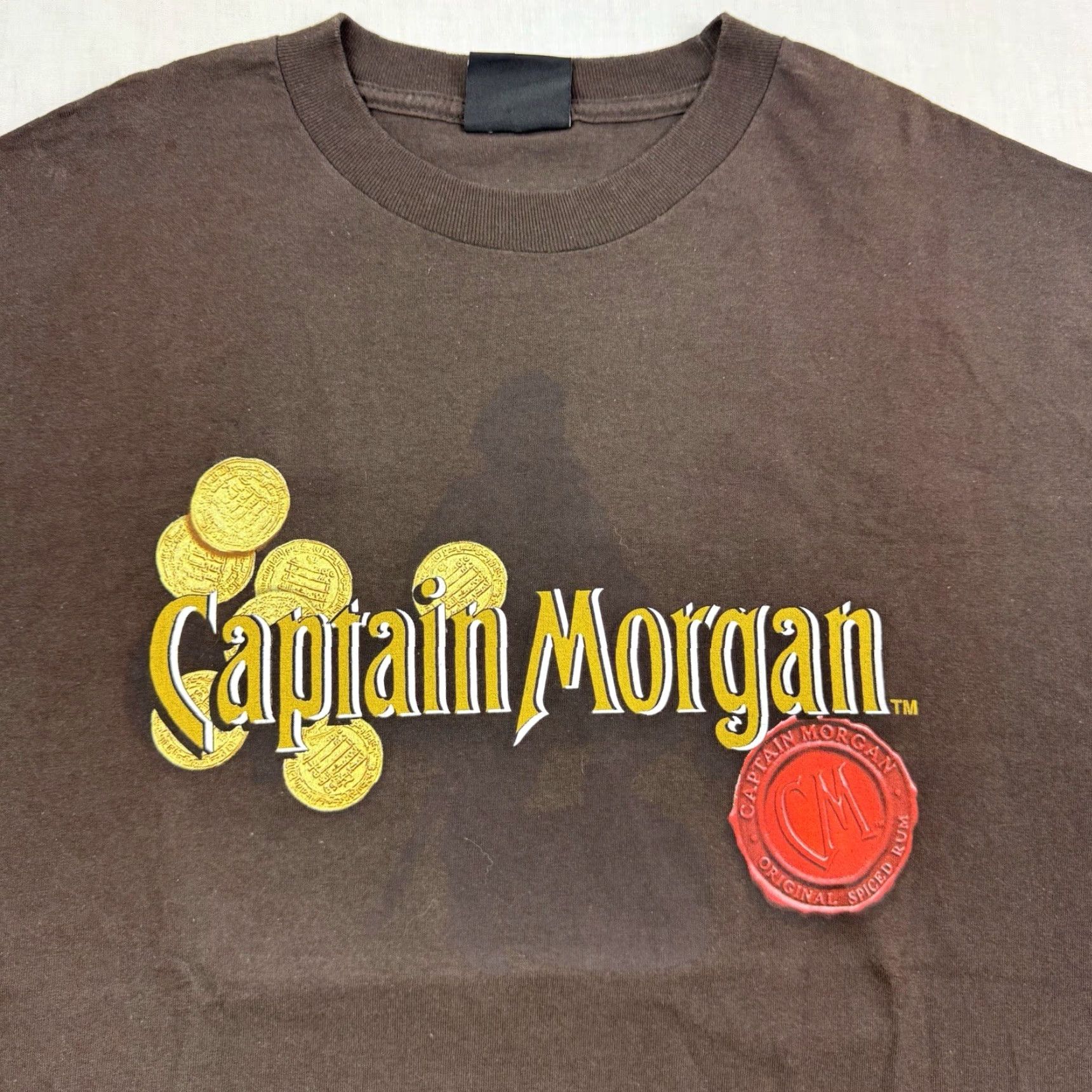 Vintage Captain Morgan T Shirt Adult Large Brown Graphic Print Crew Neck Short Sleeve Vintage Y2K Mens Liquor Drink Size US L / EU 52-54 / 3 - 2 Thumbnail