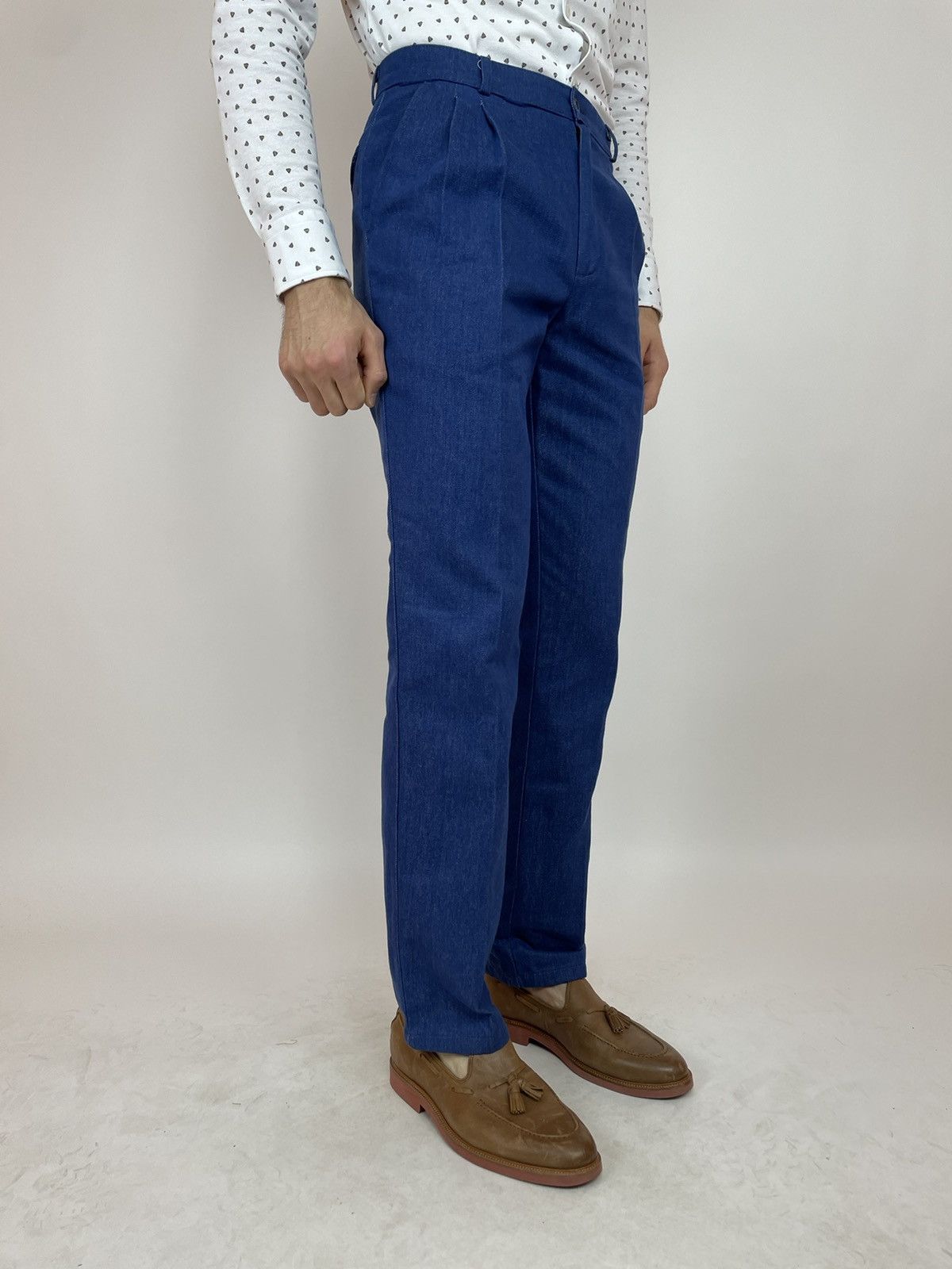 Japanese Brand MONCHAUX vintage Pleated Denim Trousers Slim fit Mens Size US 31 - 5 Thumbnail