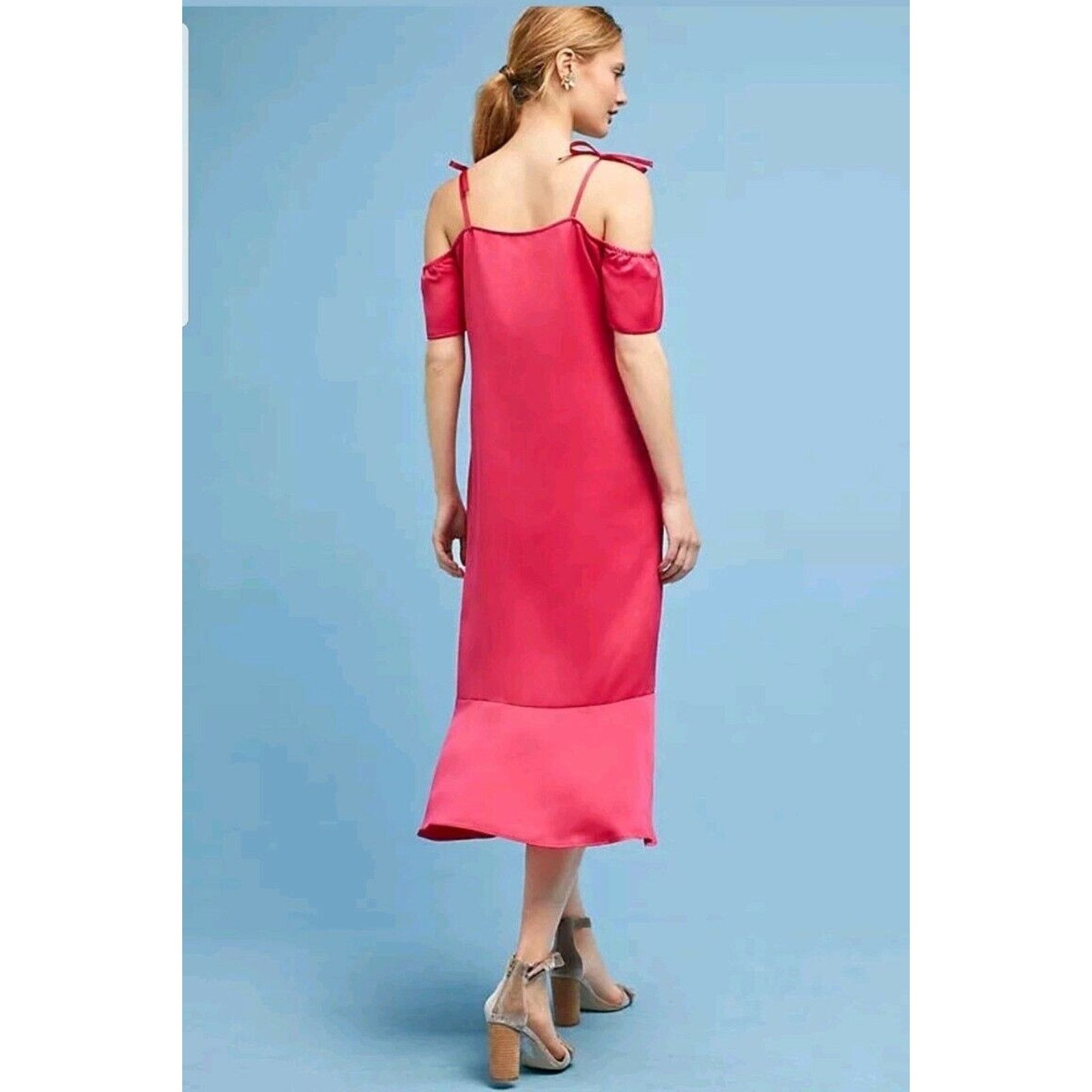 Anthropologie New Anthropologie Satin Open Shoulder Dress Seen Worn Kept Size M / US 6-8 / IT 42-44 - 7 Thumbnail