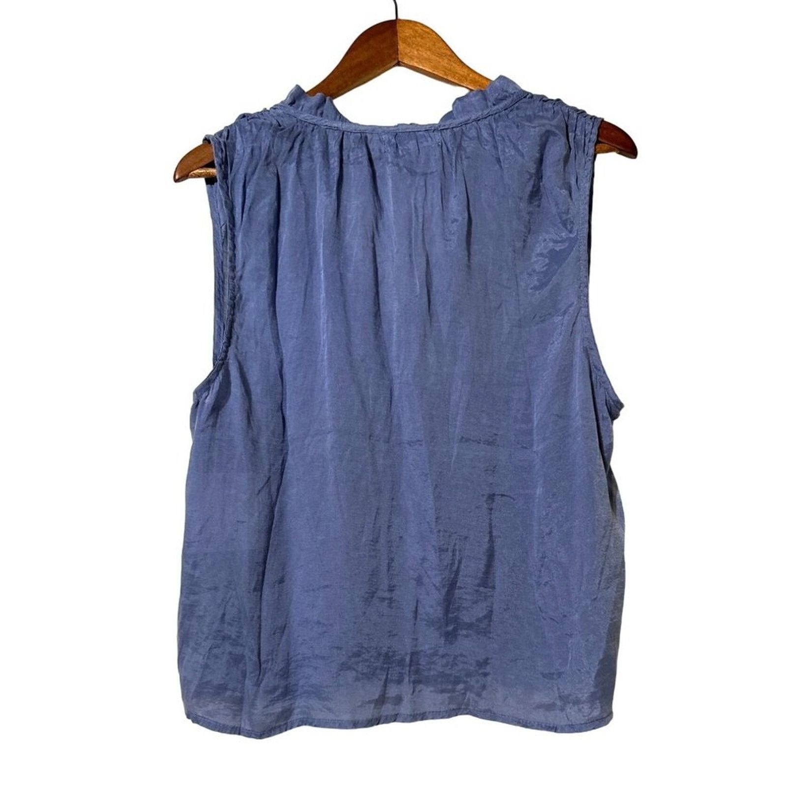 Bella Dahl Bella Dahl Simeon Ruffle Neck Sleeveless Tank Blue New Large Size L / US 10 / IT 46 - 4 Thumbnail