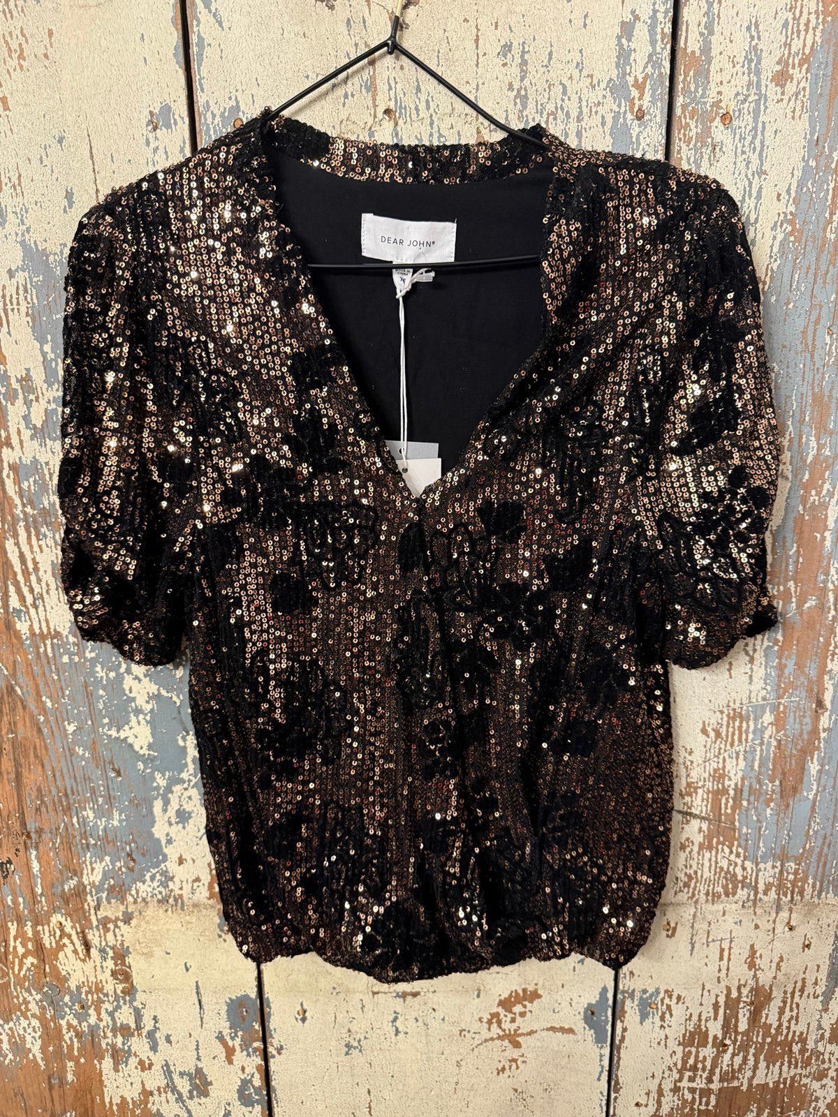Designer NWT Dear John YAZMINE NOVELTY TOP SPARKLING LILLY SEQUIN XS Size XS / US 0-2 / IT 36-38 - 1 Thumbnail