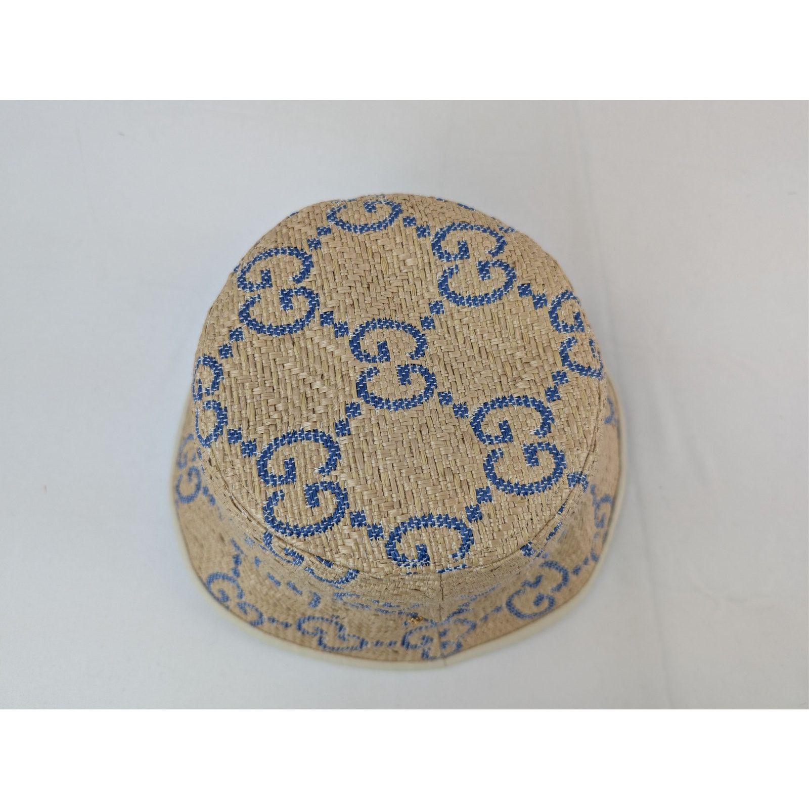 Gucci o1rshd1 Size:M / Raffia Jacquard Bucket Hat / Cap Beige/Blue Size ONE SIZE - 5 Thumbnail