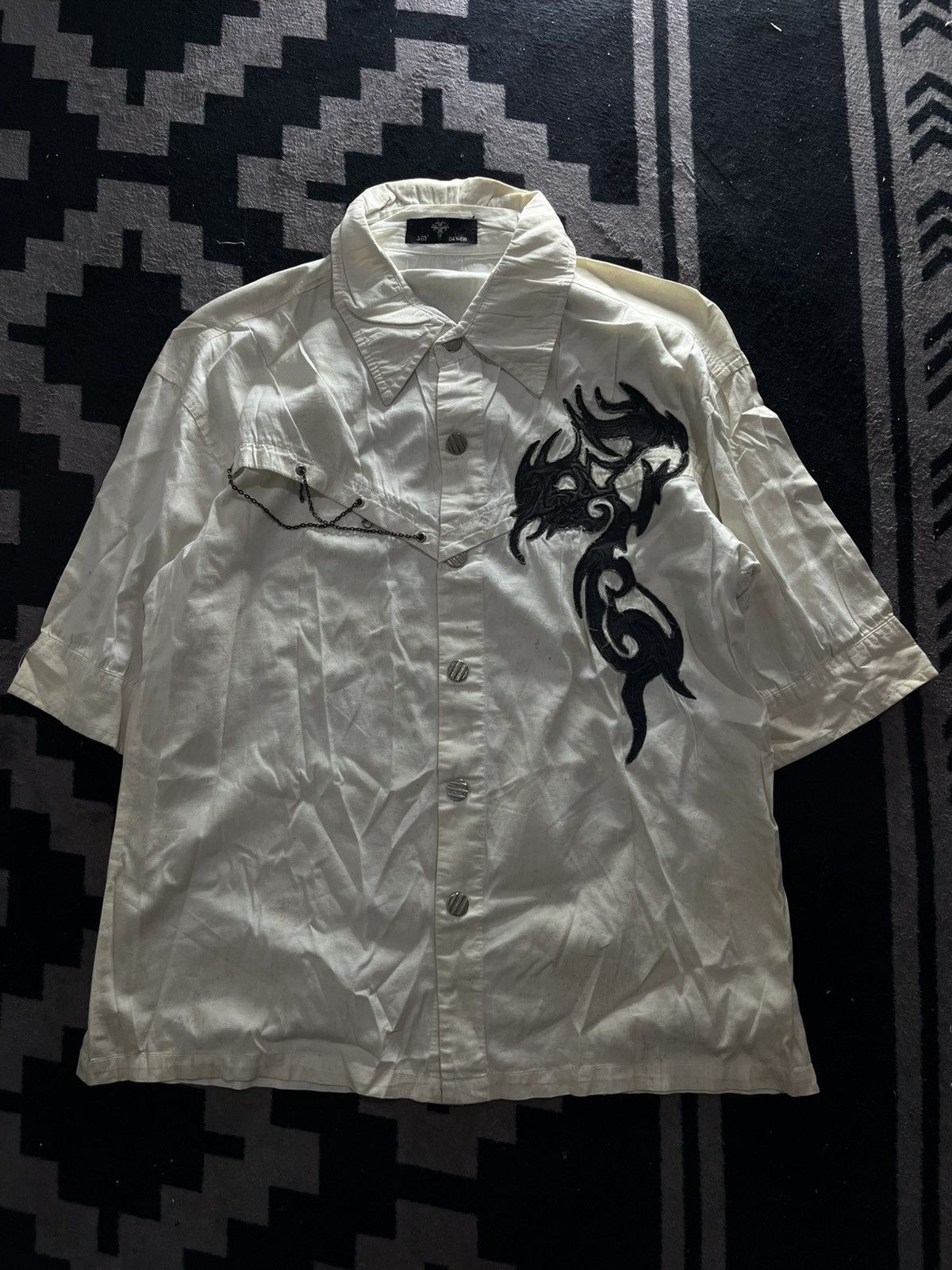 Beauty Beast Japanese SM goth triball chain punk vkei button shirt Size US L / EU 52-54 / 3 - 1 Thumbnail
