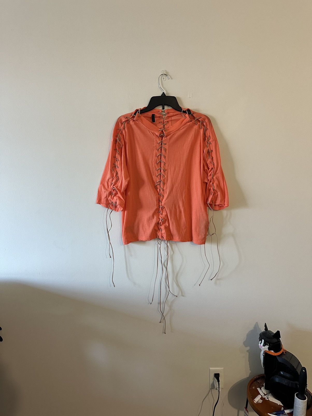 Unravel Project Ben Taverniti Unravel Project Cotton Lace Up Orange Tee S Size S / US 4 / IT 40 - 1 Thumbnail