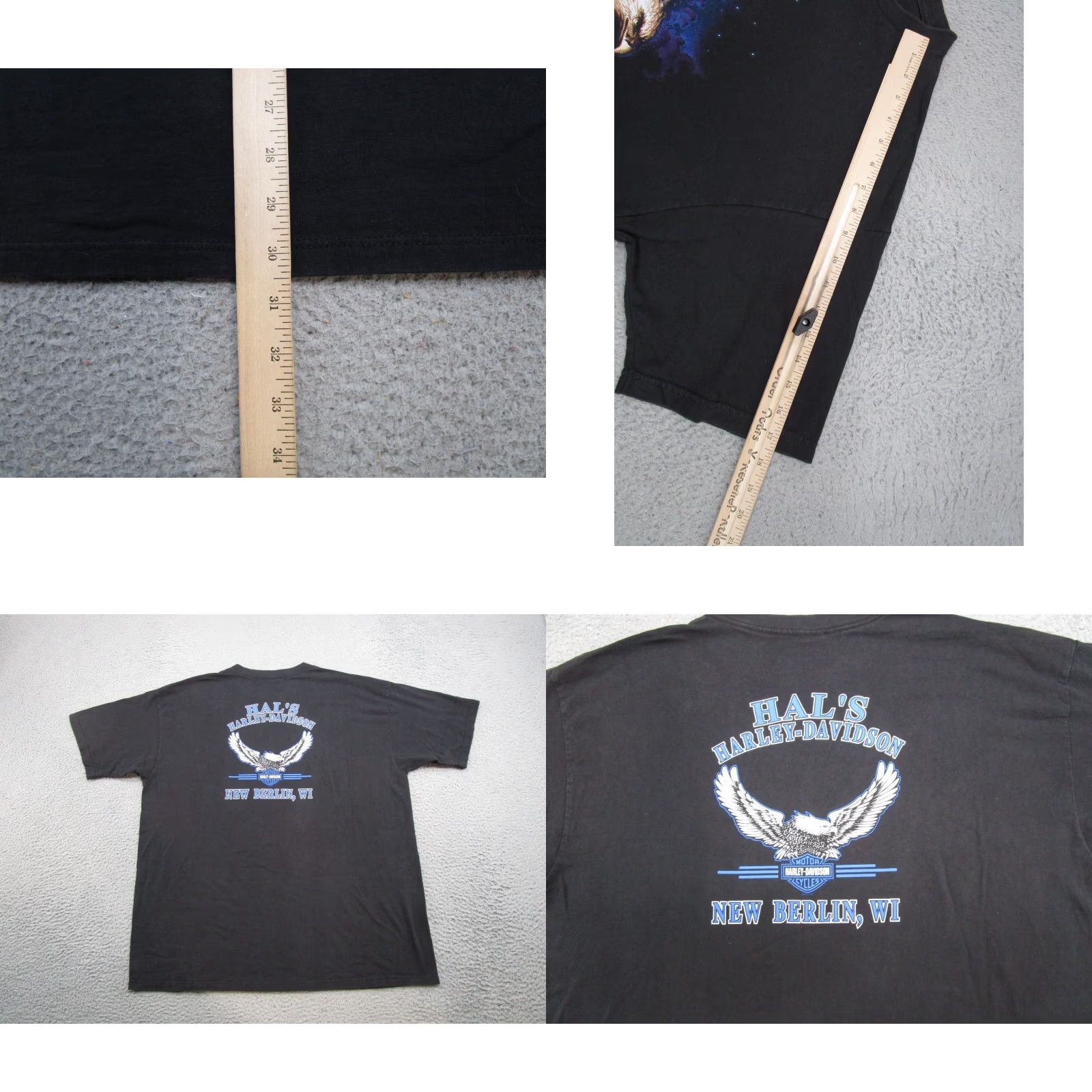 Harley Davidson VINTAGE Harley-Davidson Wolf Eagle 1995 Double Sided Shirt Mens 2XL Black Cotton T-Shirt 90s Animals Biker Mens Size US XXL / EU 58 / 5 - 8 Thumbnail
